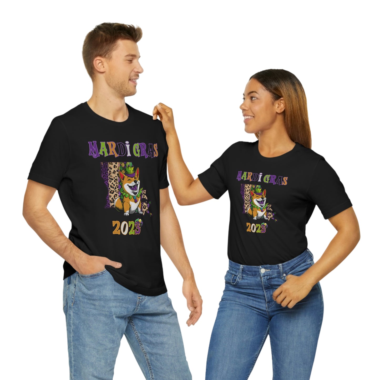 Mardi Gras 2023 Shiba Inu T-Shirt - Celebrate with your pup - Louisiana Theme - Soft Cotton - Dog Lover Gift