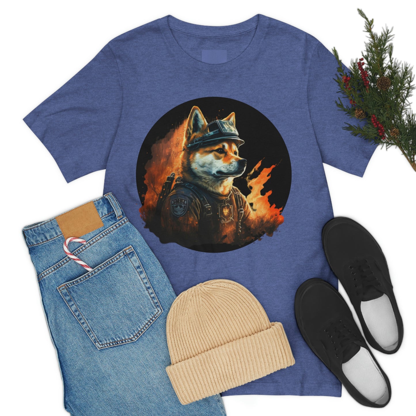 Shiba Inu Firefighter T-Shirt | Support Our Brave First Responders | Soft Cotton Tee with High-Quality Print