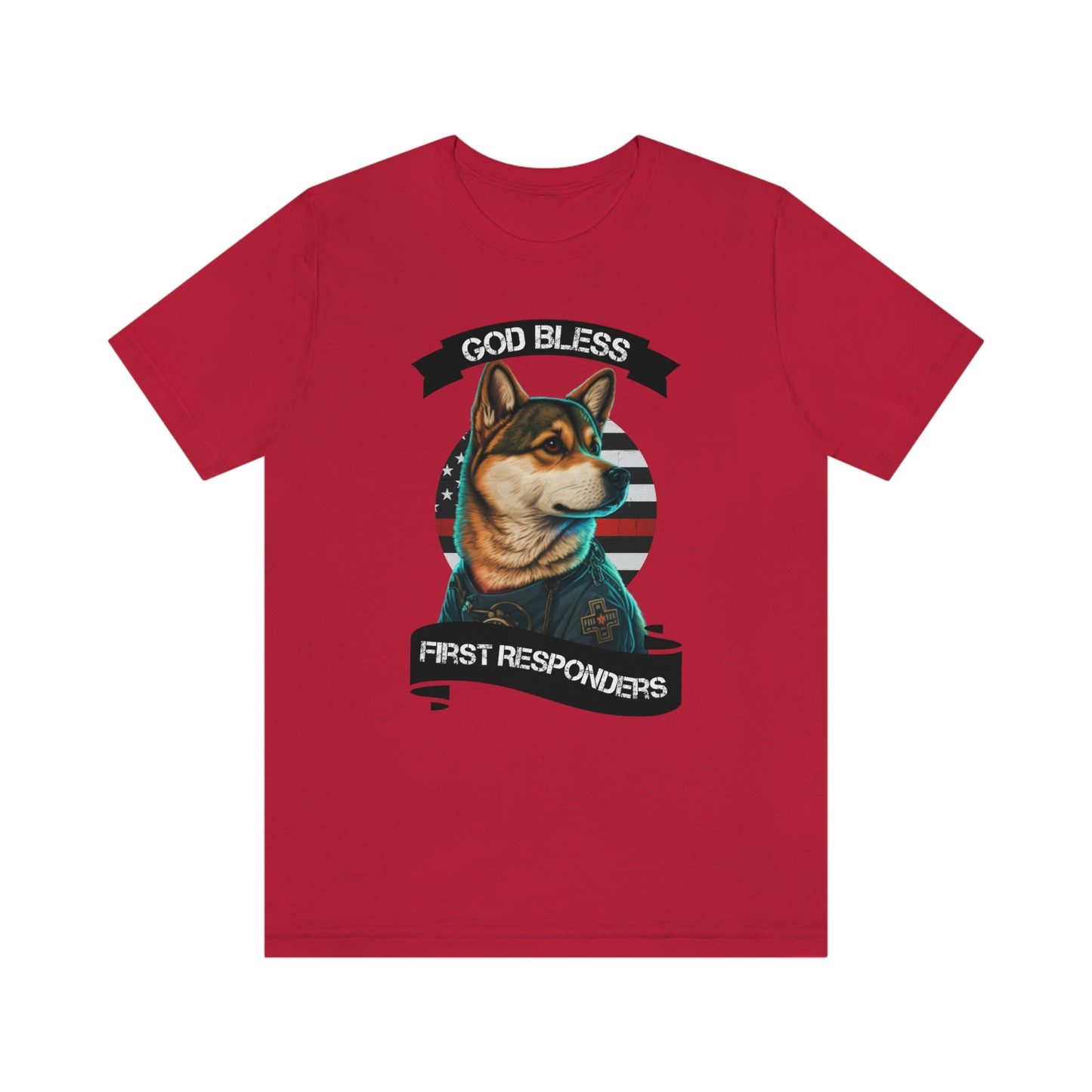 EMT Shiba Inu T-Shirt | Support First Responders | God Bless Banner | Shiba Inu Tee with High-Quality Print