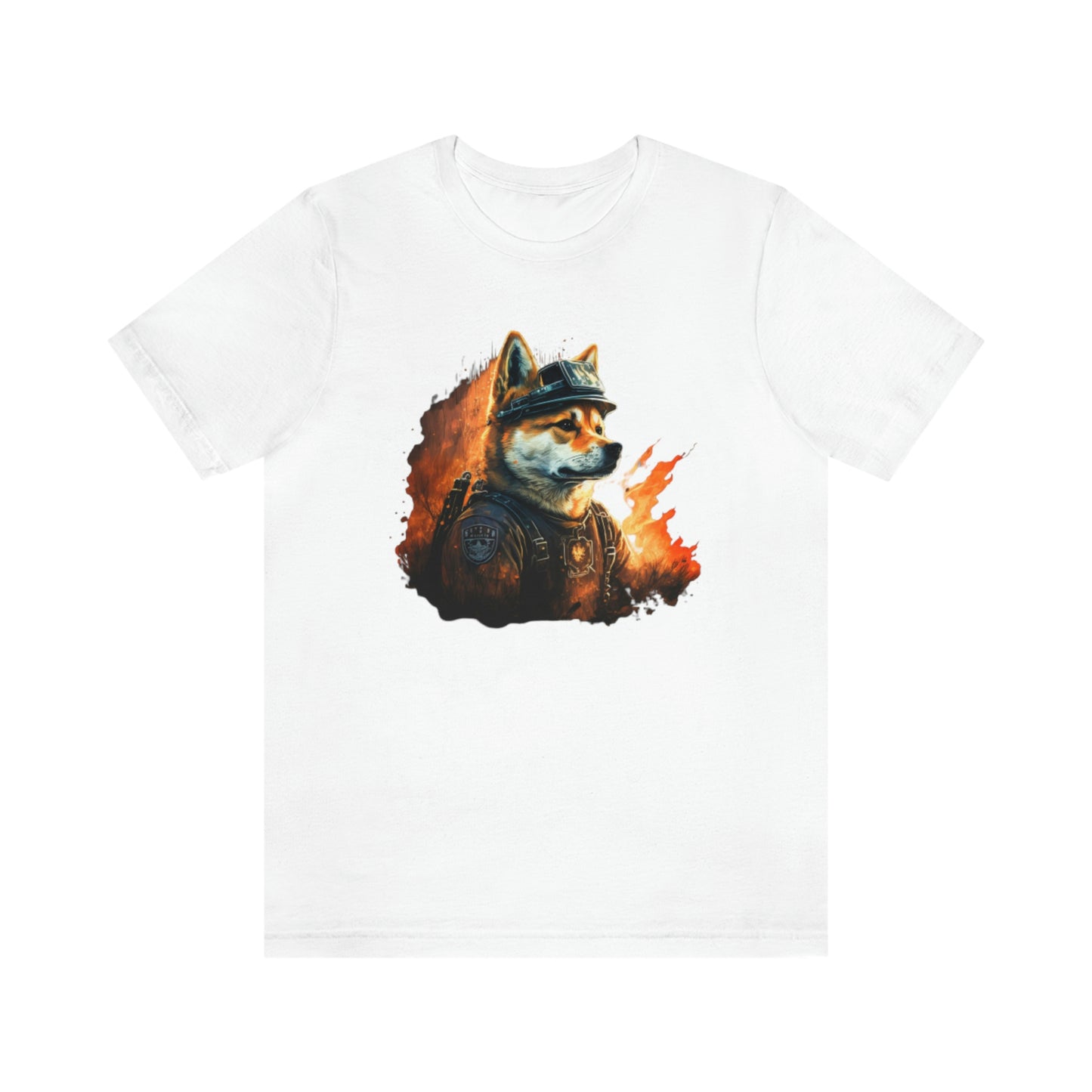 Brave Shiba Inu Firefighter T-Shirt - Flames Design | Shiba Inu Tee with High-Quality Print