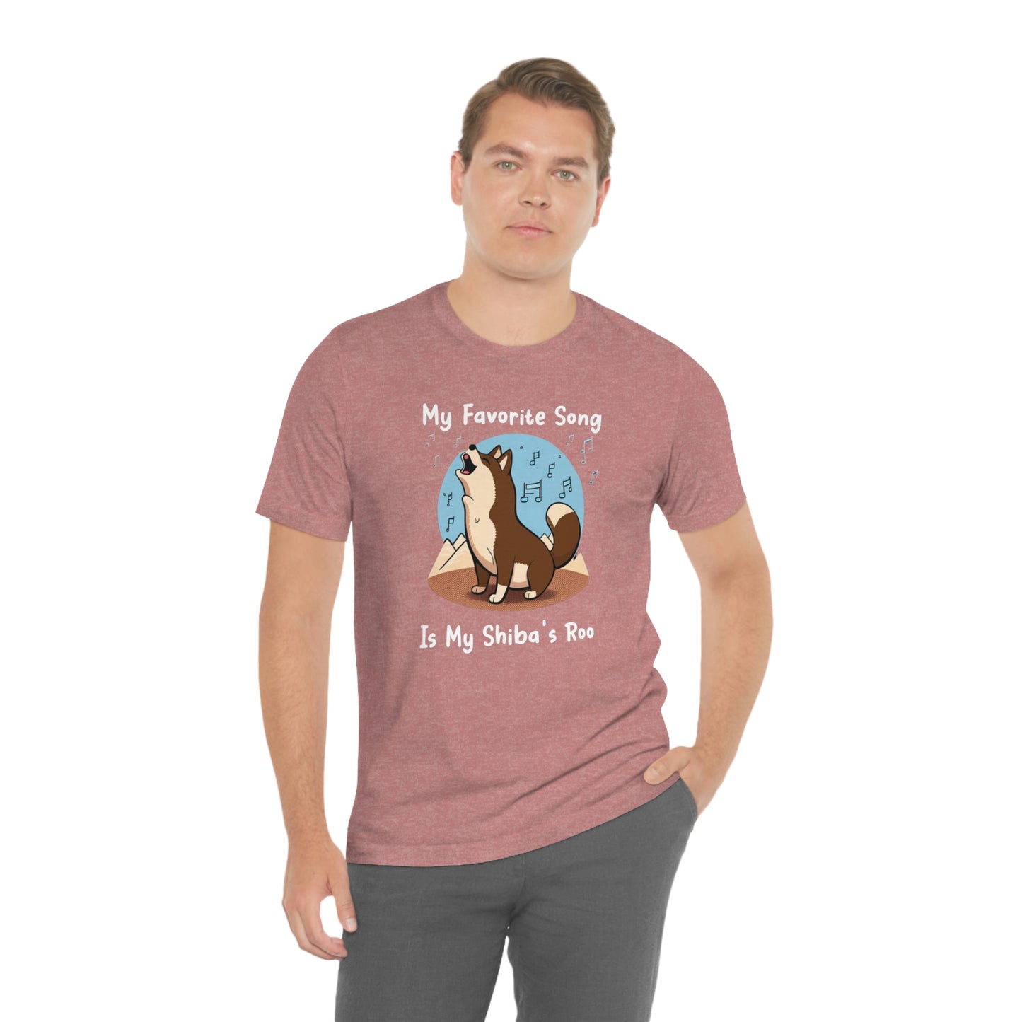 My Favorite Song - White Ink | Dk Brown Shiba Inu | Unisex Jersey Short Sleeve Tee