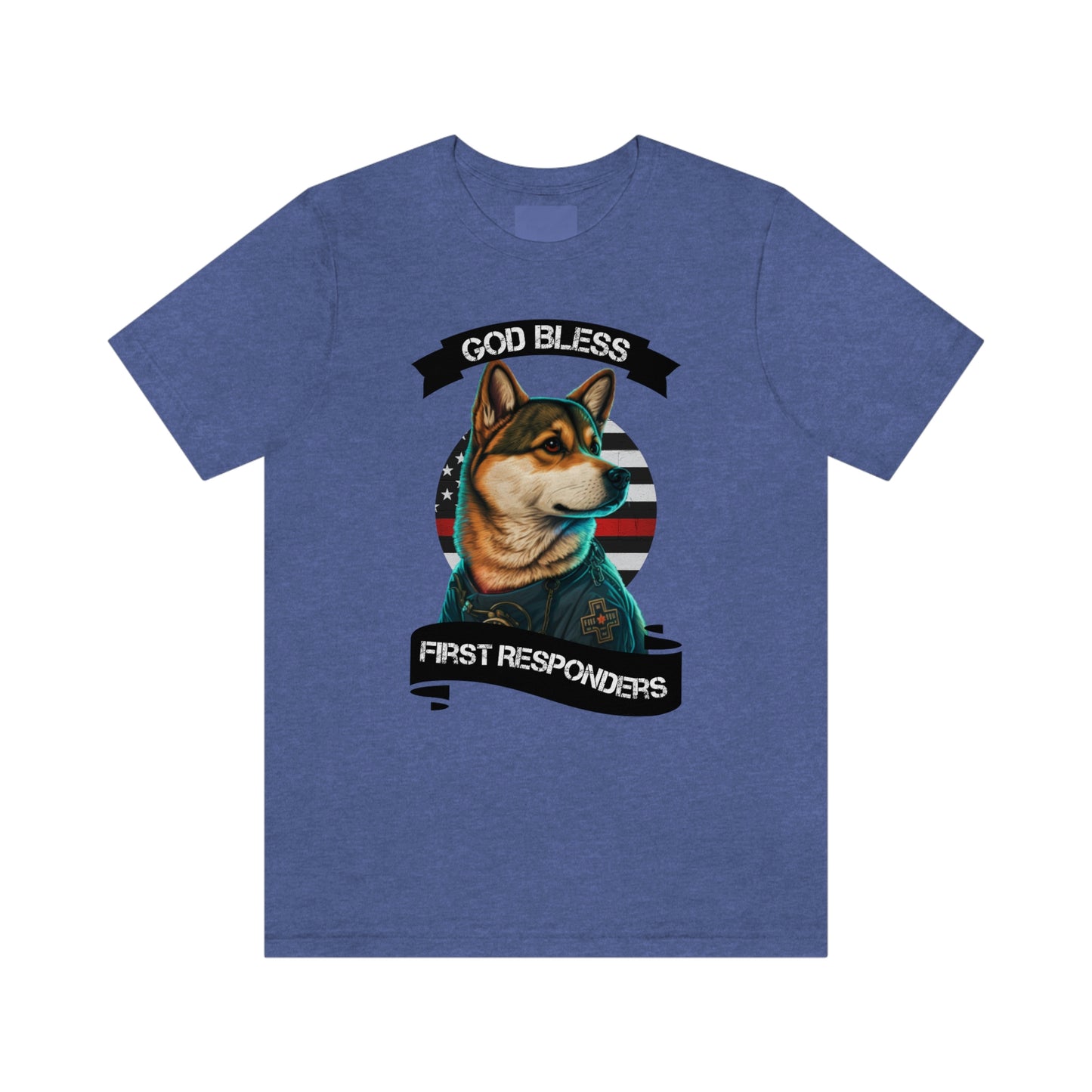 EMT Shiba Inu T-Shirt | Support First Responders | God Bless Banner | Shiba Inu Tee with High-Quality Print