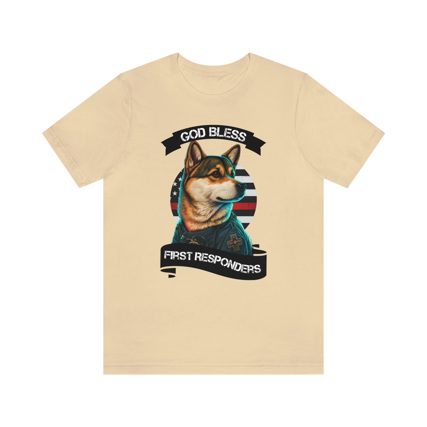 EMT Shiba Inu T-Shirt | Support First Responders | God Bless Banner | Shiba Inu Tee with High-Quality Print