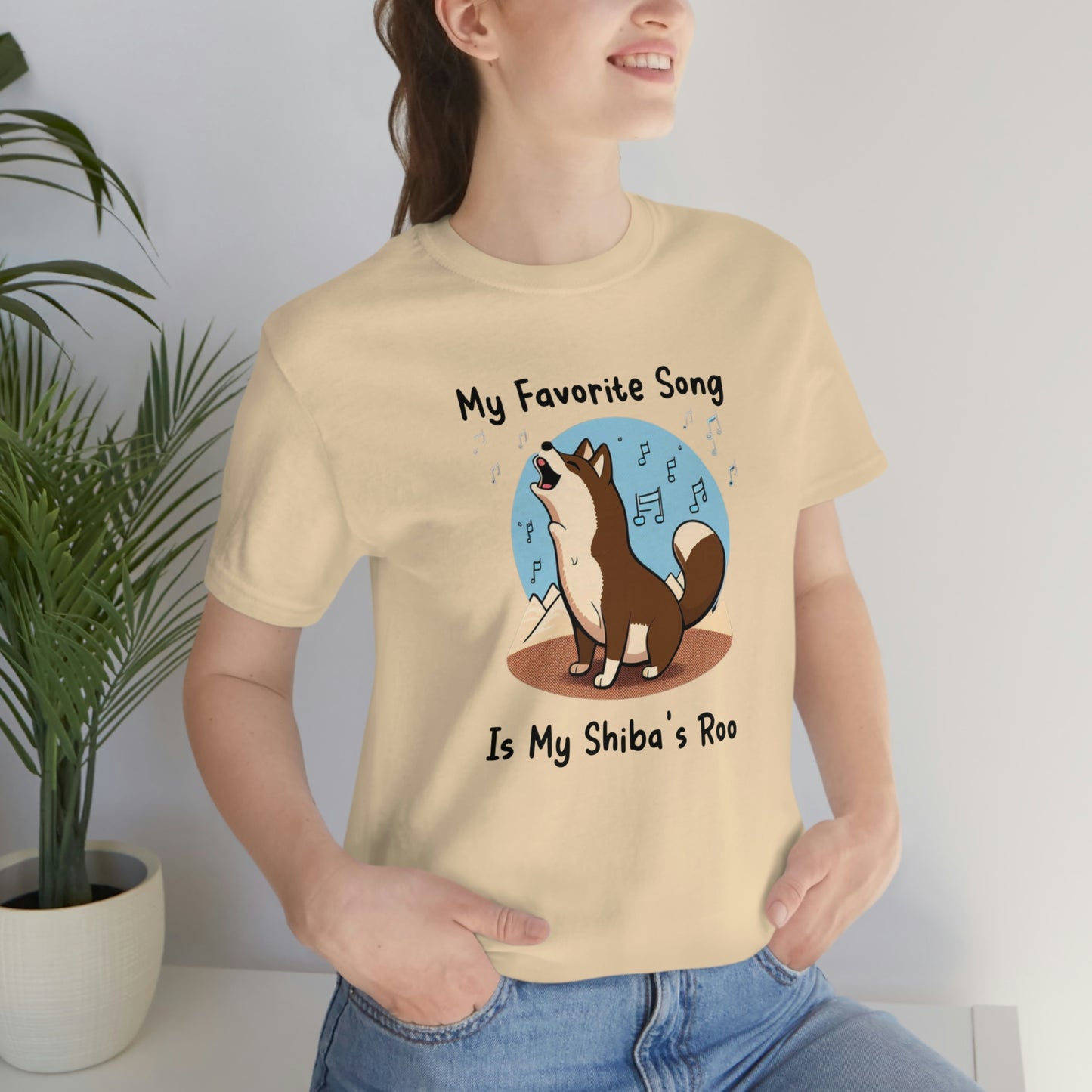 My Favorite Song - Black Ink | Dk Brown Shiba Inu | Unisex Jersey Short Sleeve Tee