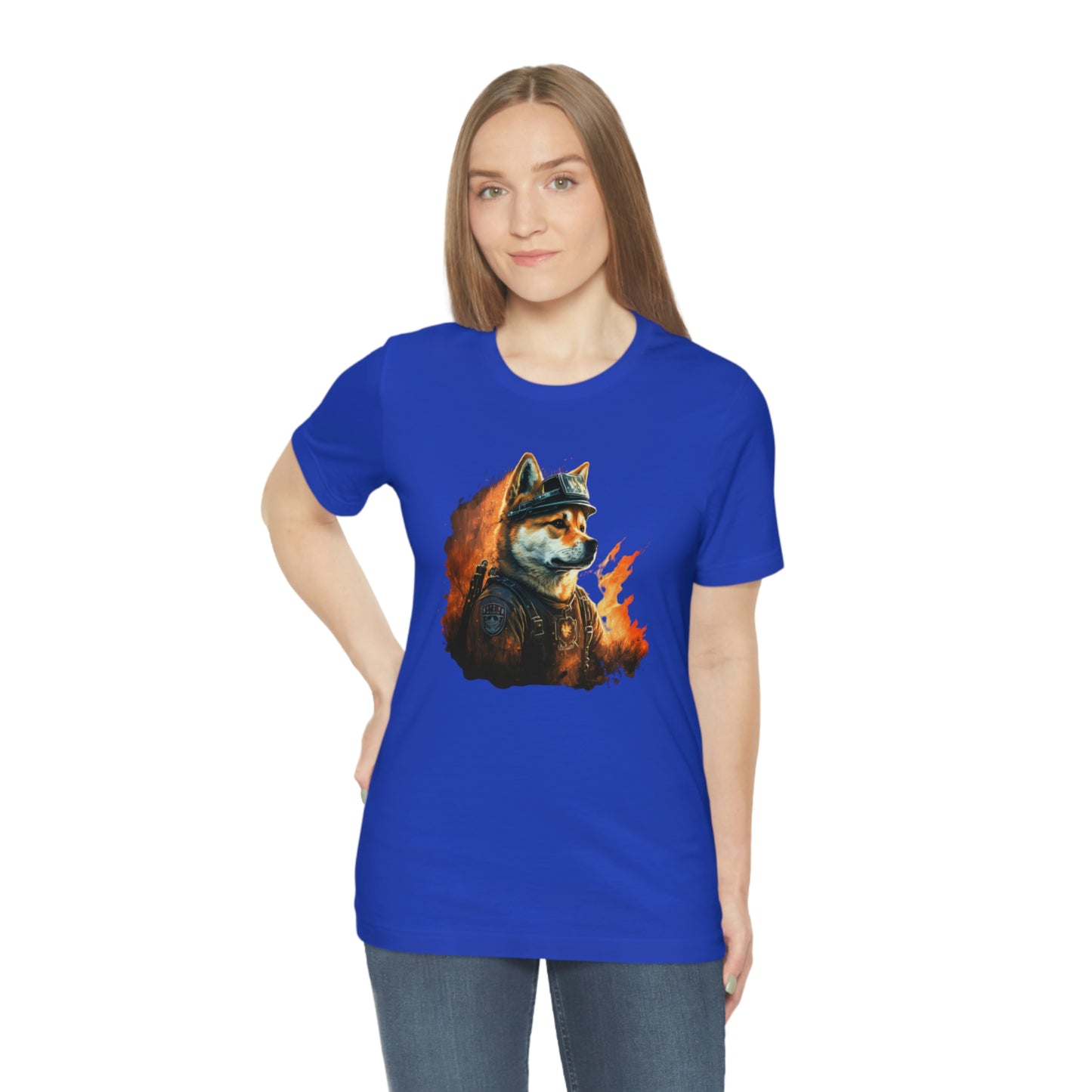 Brave Shiba Inu Firefighter T-Shirt - Flames Design | Shiba Inu Tee with High-Quality Print