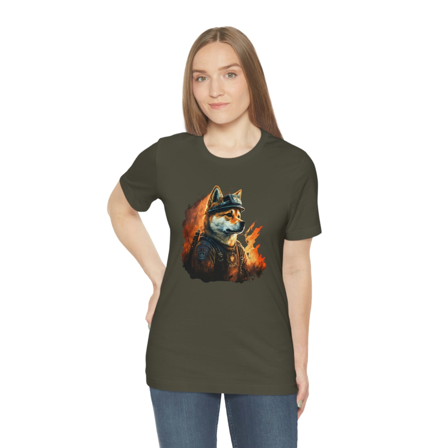 Brave Shiba Inu Firefighter T-Shirt - Flames Design | Shiba Inu Tee with High-Quality Print