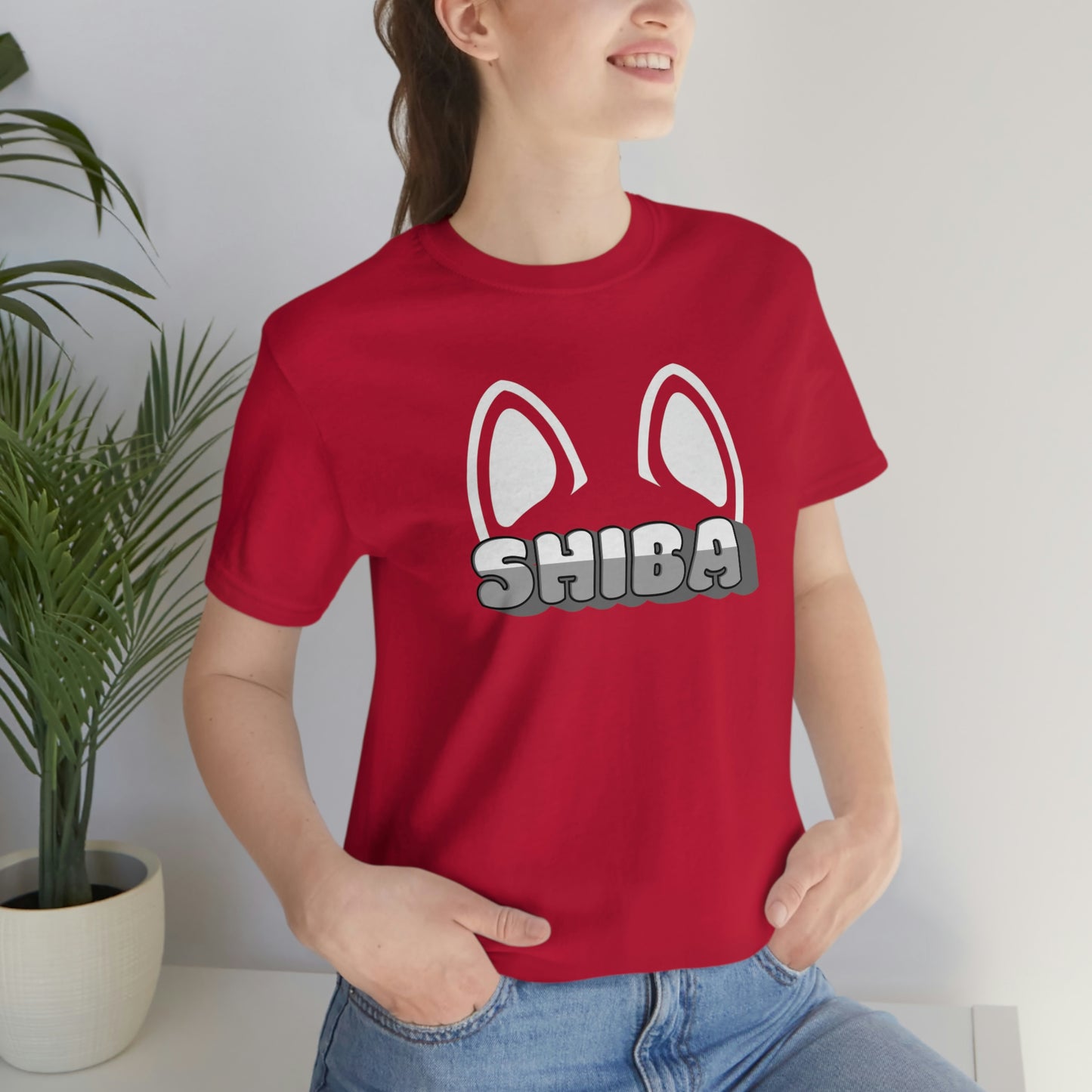 Soft Cotton Shiba Inu Ears T-Shirt with Bubbly Two Tone Font - A Comfort Favorite