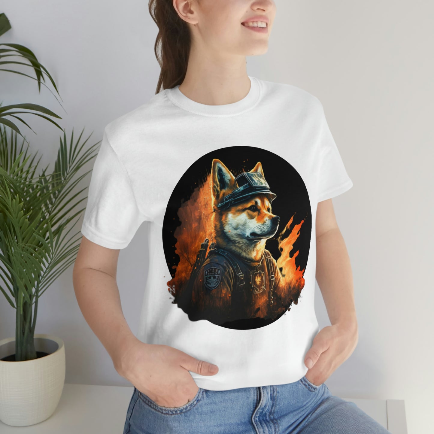 Shiba Inu Firefighter T-Shirt | Support Our Brave First Responders | Soft Cotton Tee with High-Quality Print