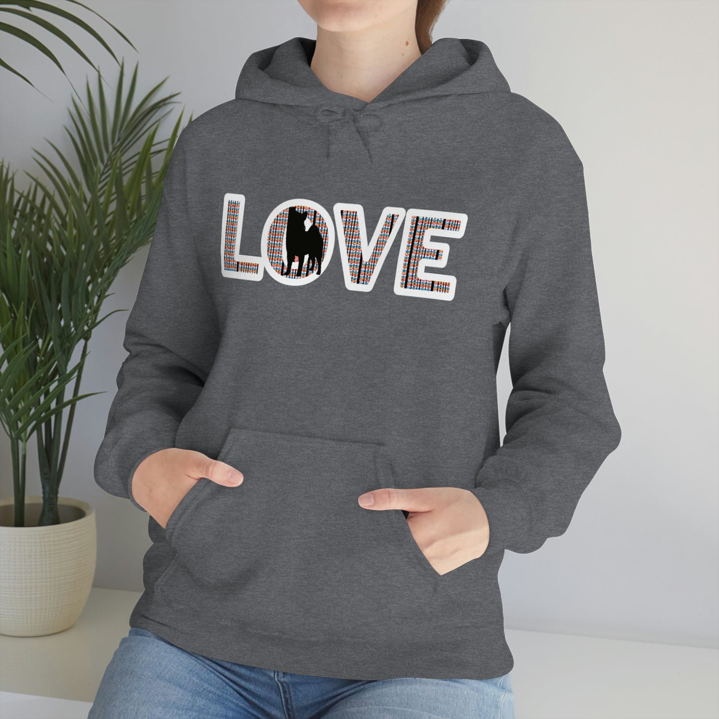 LOVE and Shiba Inu Hoodie Sweatshirt - Unisex, Soft & Warm Blend with Kangaroo Pocket - Shiba Inu Gift for anyone that loves their Shiba