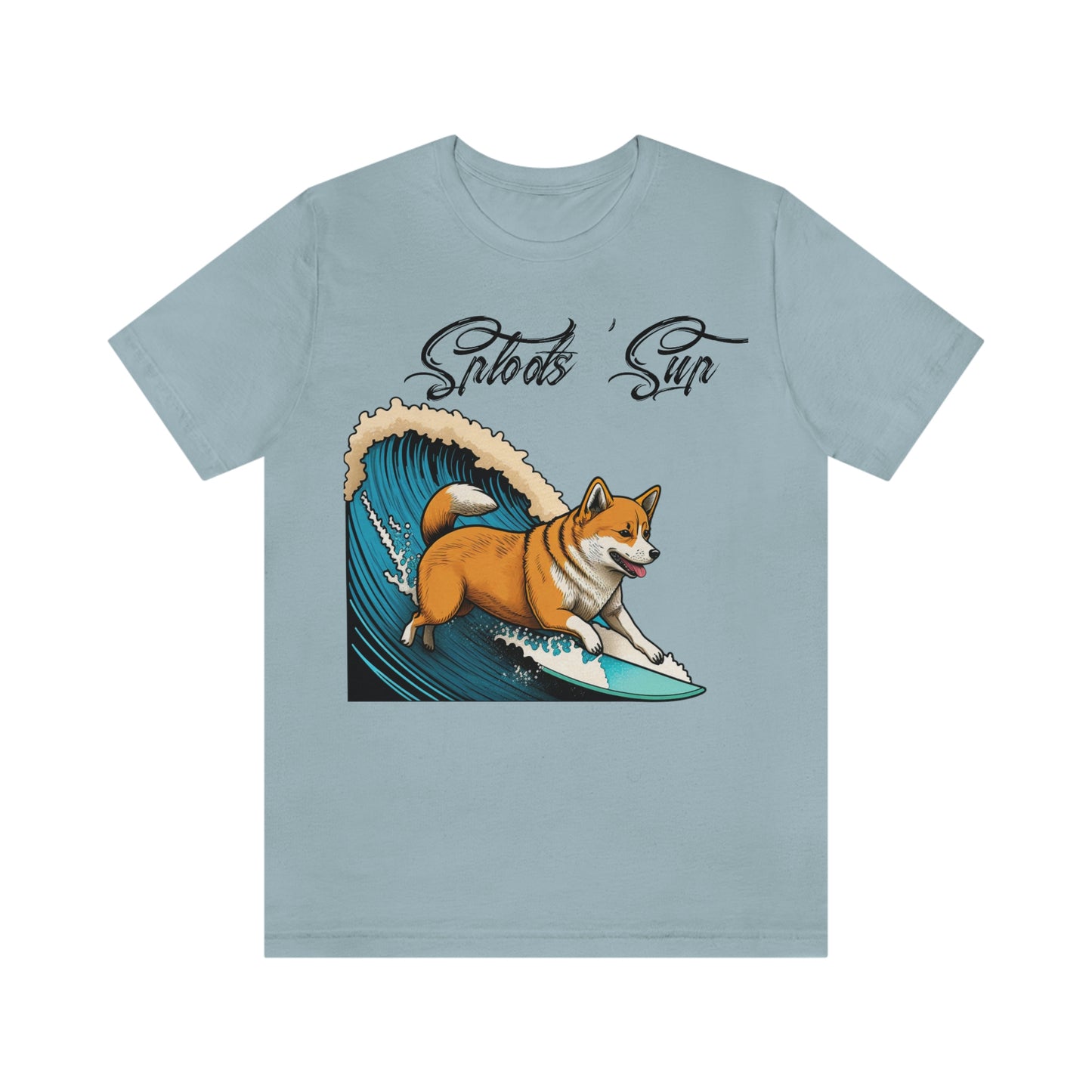 Sploots 'Sup Surfin' Shiba Inu | Black Ink | Short Sleeve Tee