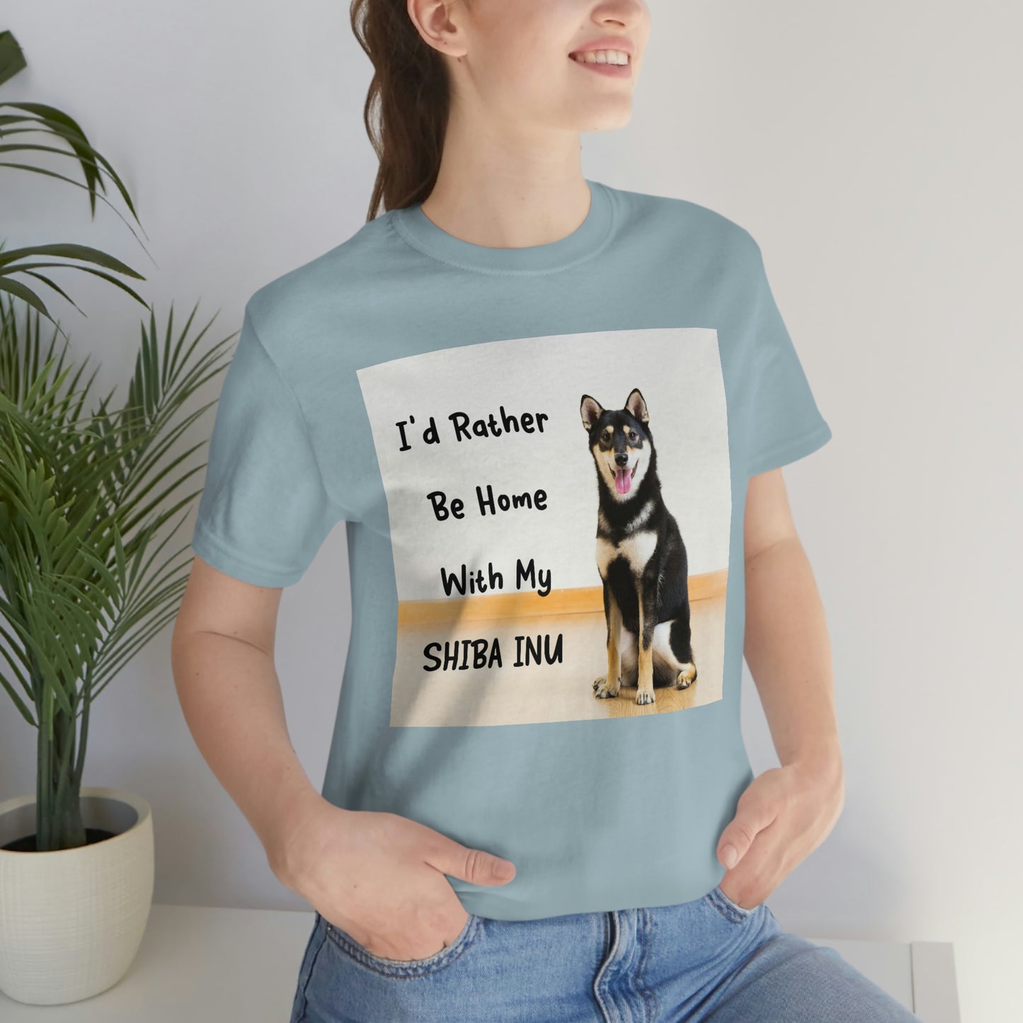 'I'd Rather Be Home with my Shiba' | Unisex Jersey Short Sleeve Tee