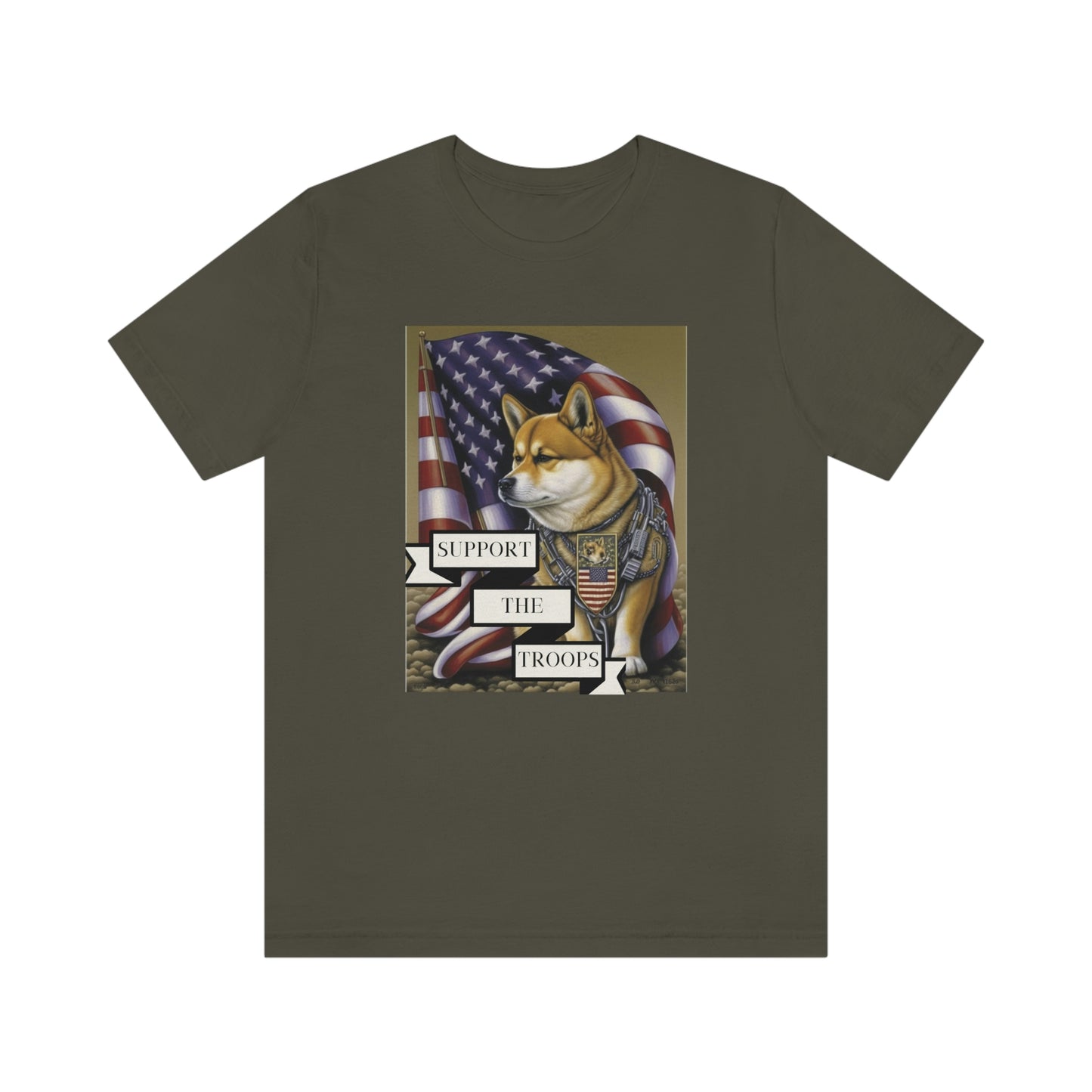 Patriotic Shiba Inu Soldier T-Shirt | American Flag and Support the Troops | Shiba Inu Tee with High-Quality Print