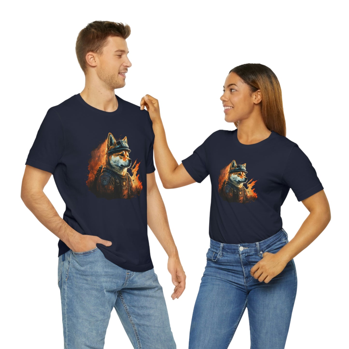 Brave Shiba Inu Firefighter T-Shirt - Flames Design | Shiba Inu Tee with High-Quality Print