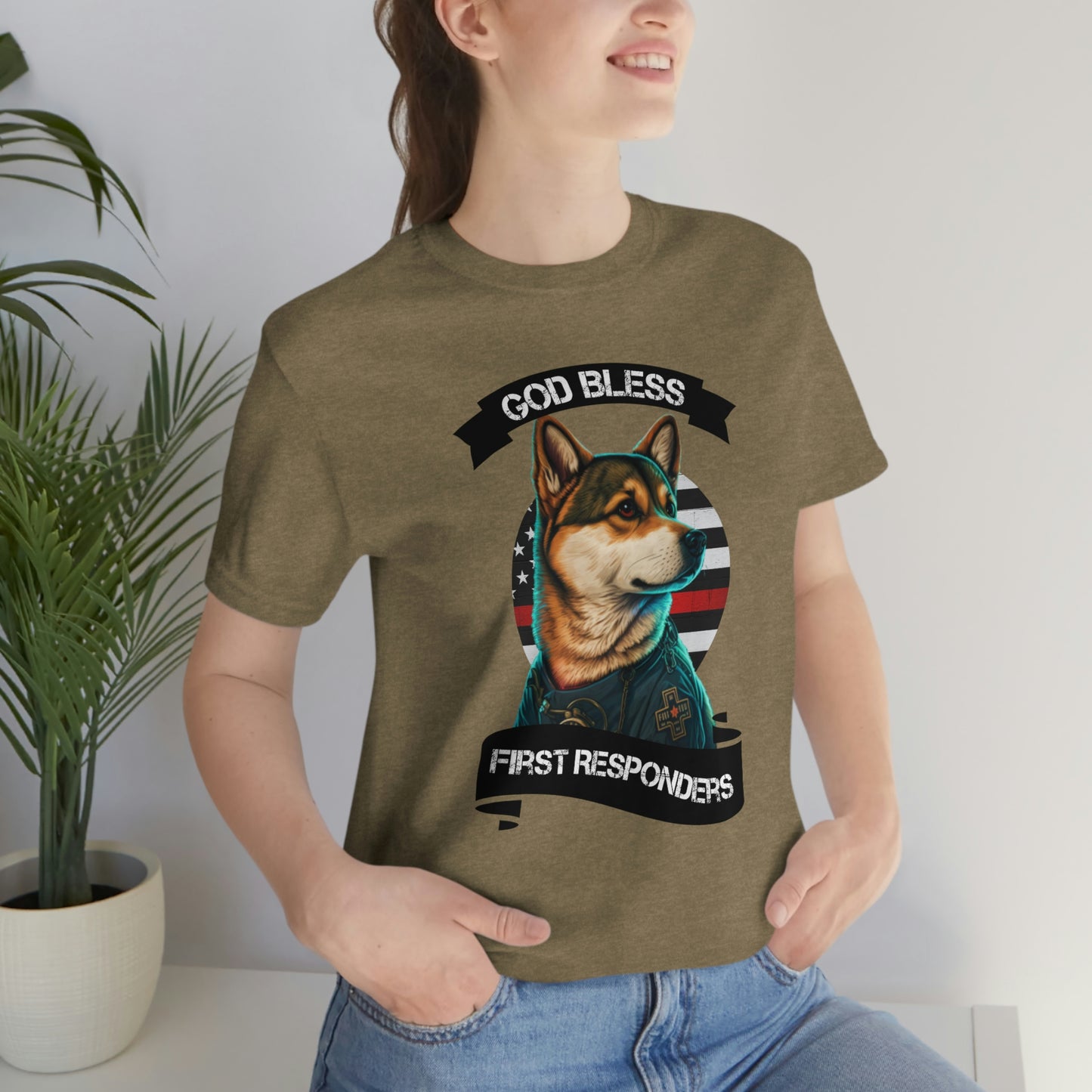 EMT Shiba Inu T-Shirt | Support First Responders | God Bless Banner | Shiba Inu Tee with High-Quality Print