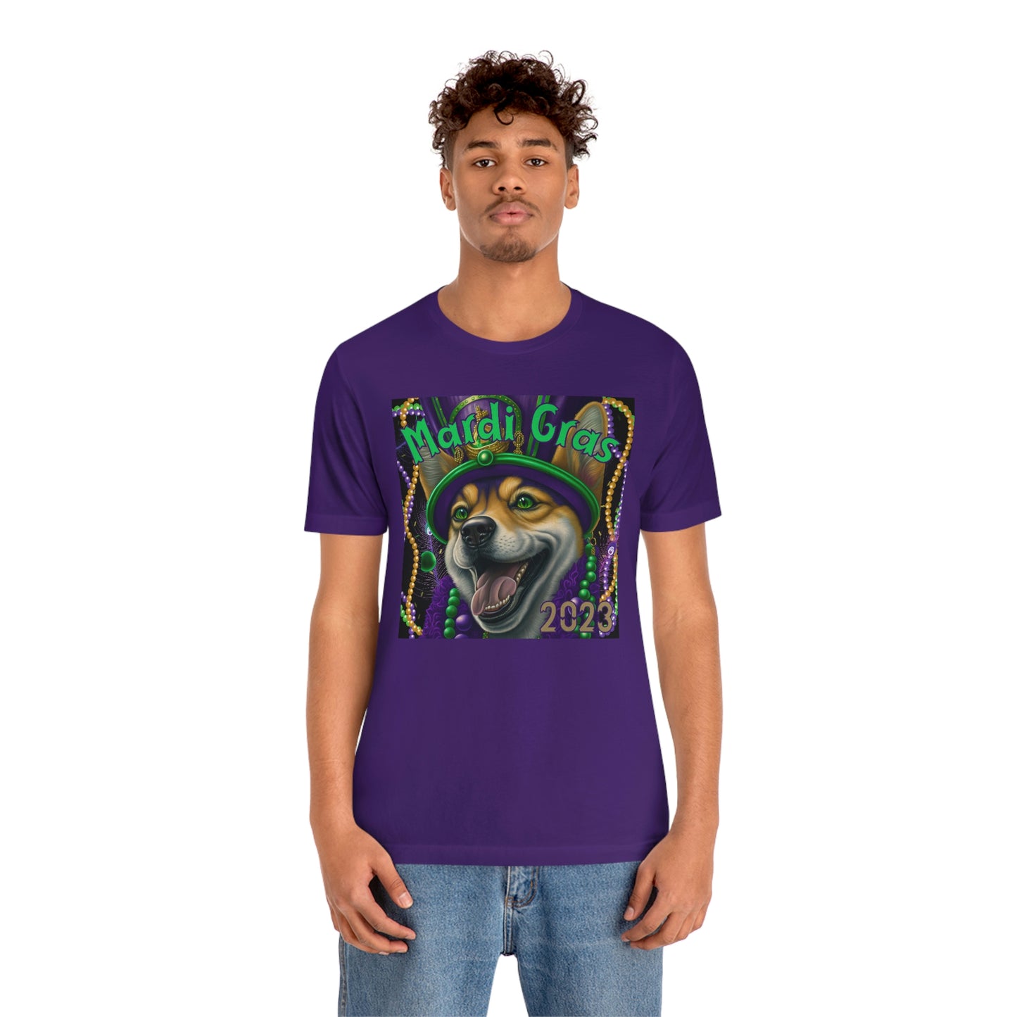 Mardi Gras 2023 Shiba Inu Dog Unisex T-Shirt - Soft Cotton, Quality Print, Perfect for Mardi Gras Celebration