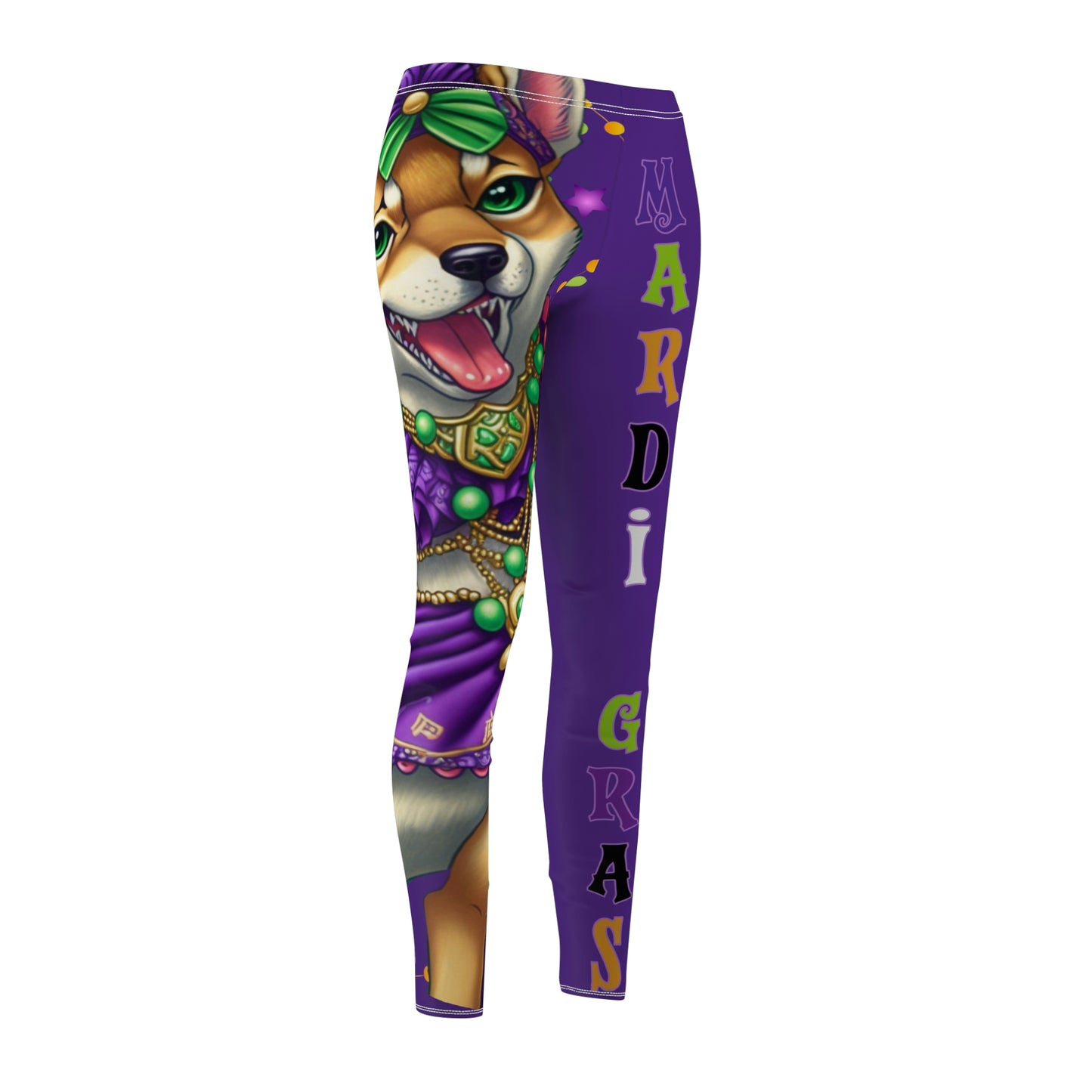 Mardi Gras Shiba Inu Leggings - Unique Design, Vibrant Colors, Soft Touch, Elastic Skinny Fit - Perfect for Casual Occasions