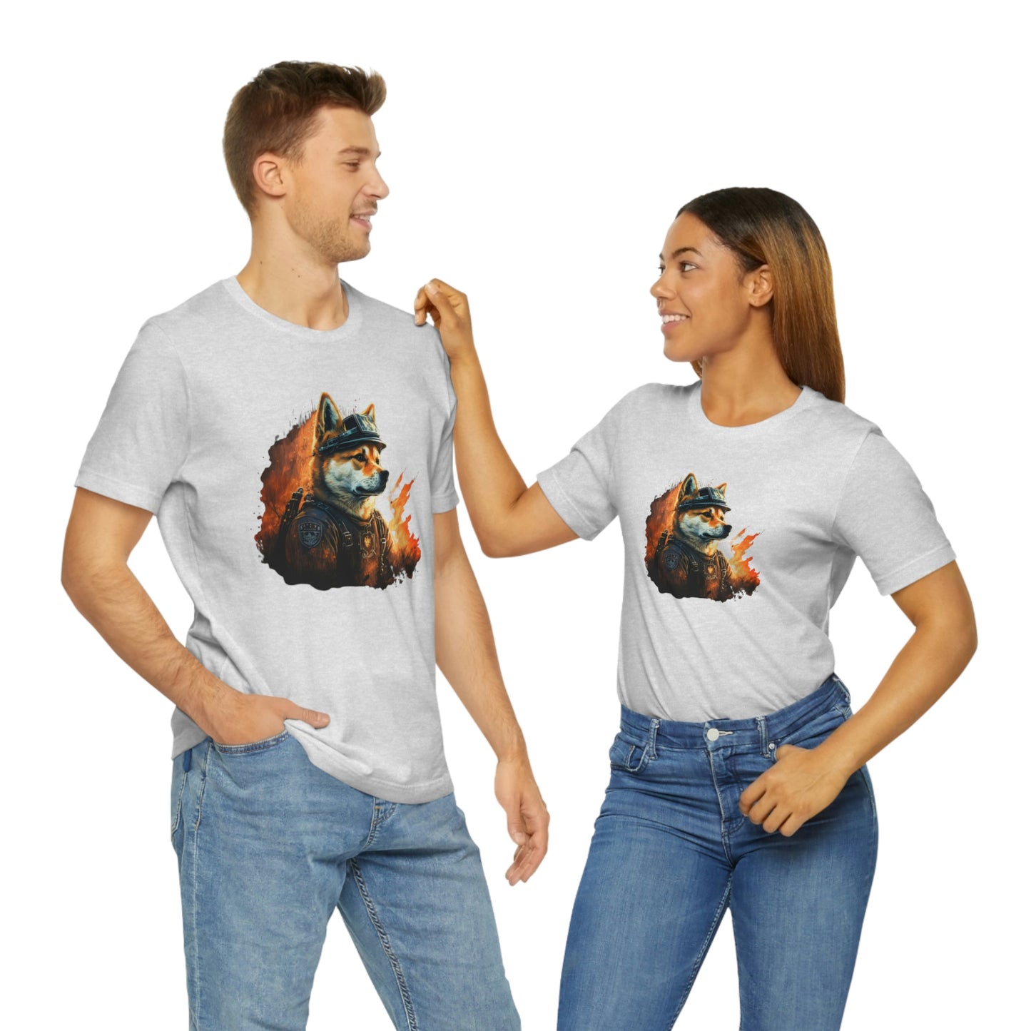 Brave Shiba Inu Firefighter T-Shirt - Flames Design | Shiba Inu Tee with High-Quality Print