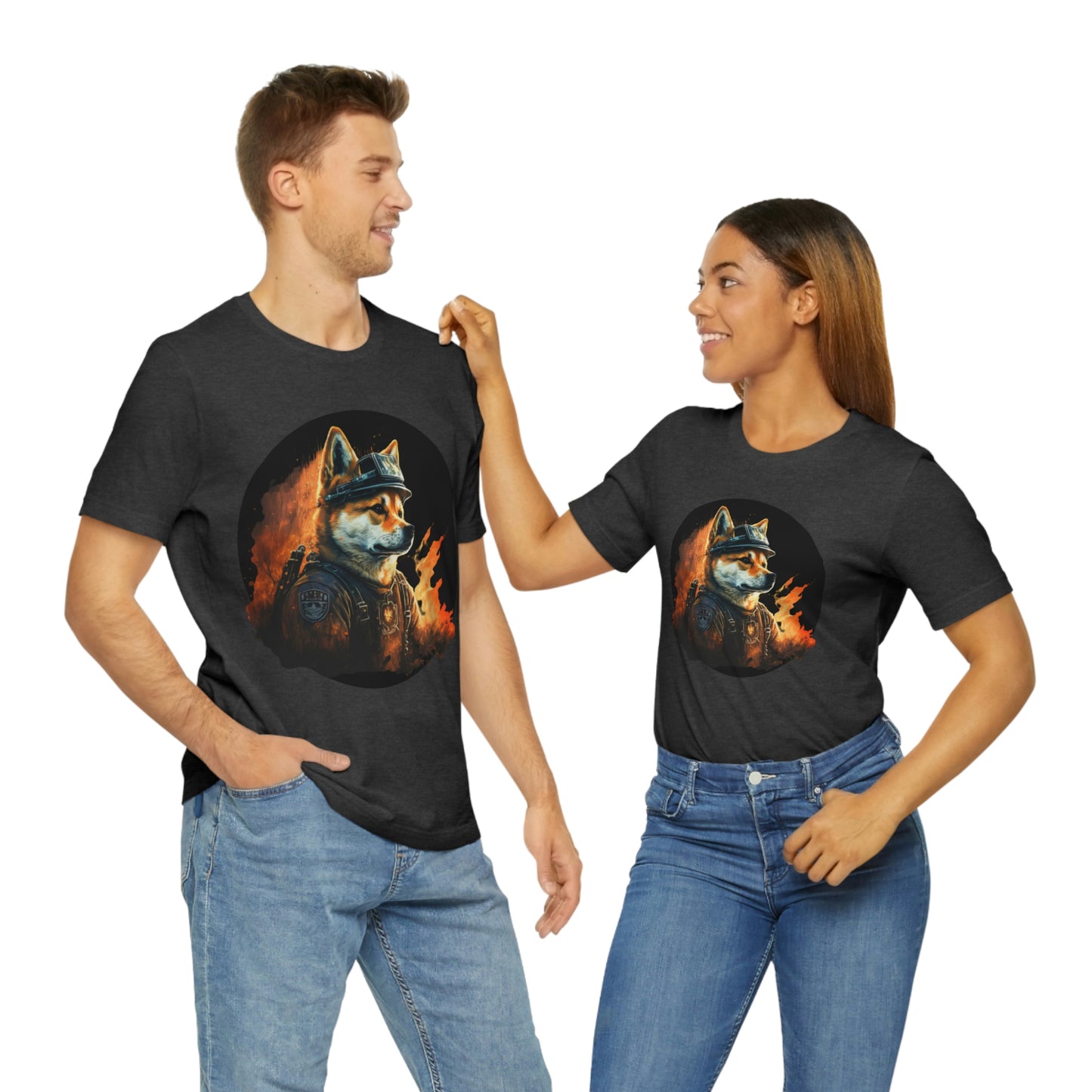 Shiba Inu Firefighter T-Shirt | Support Our Brave First Responders | Soft Cotton Tee with High-Quality Print