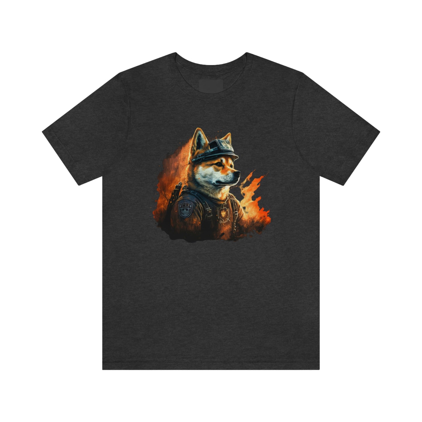 Brave Shiba Inu Firefighter T-Shirt - Flames Design | Shiba Inu Tee with High-Quality Print