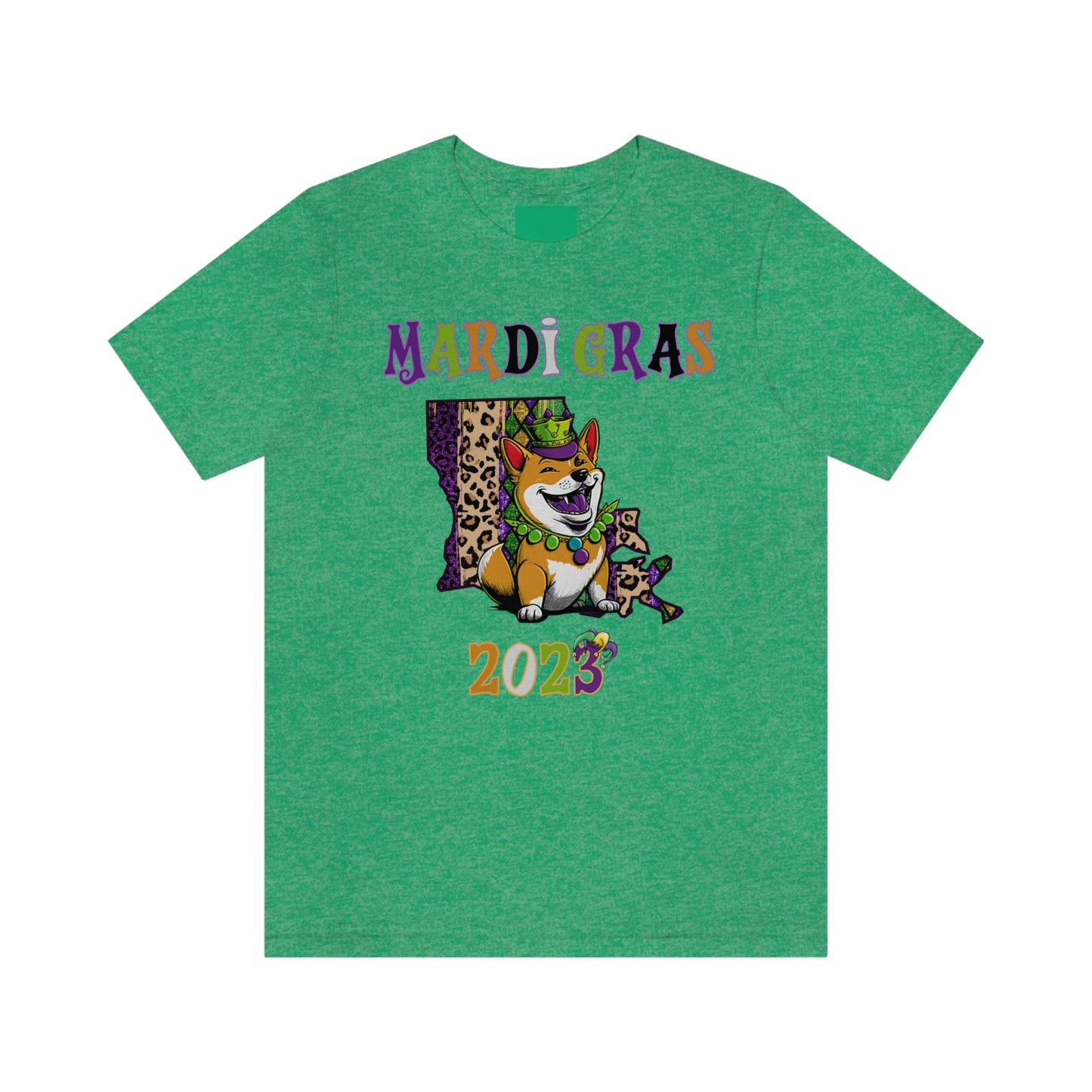 Mardi Gras 2023 Shiba Inu T-Shirt - Celebrate with your pup - Louisiana Theme - Soft Cotton - Dog Lover Gift