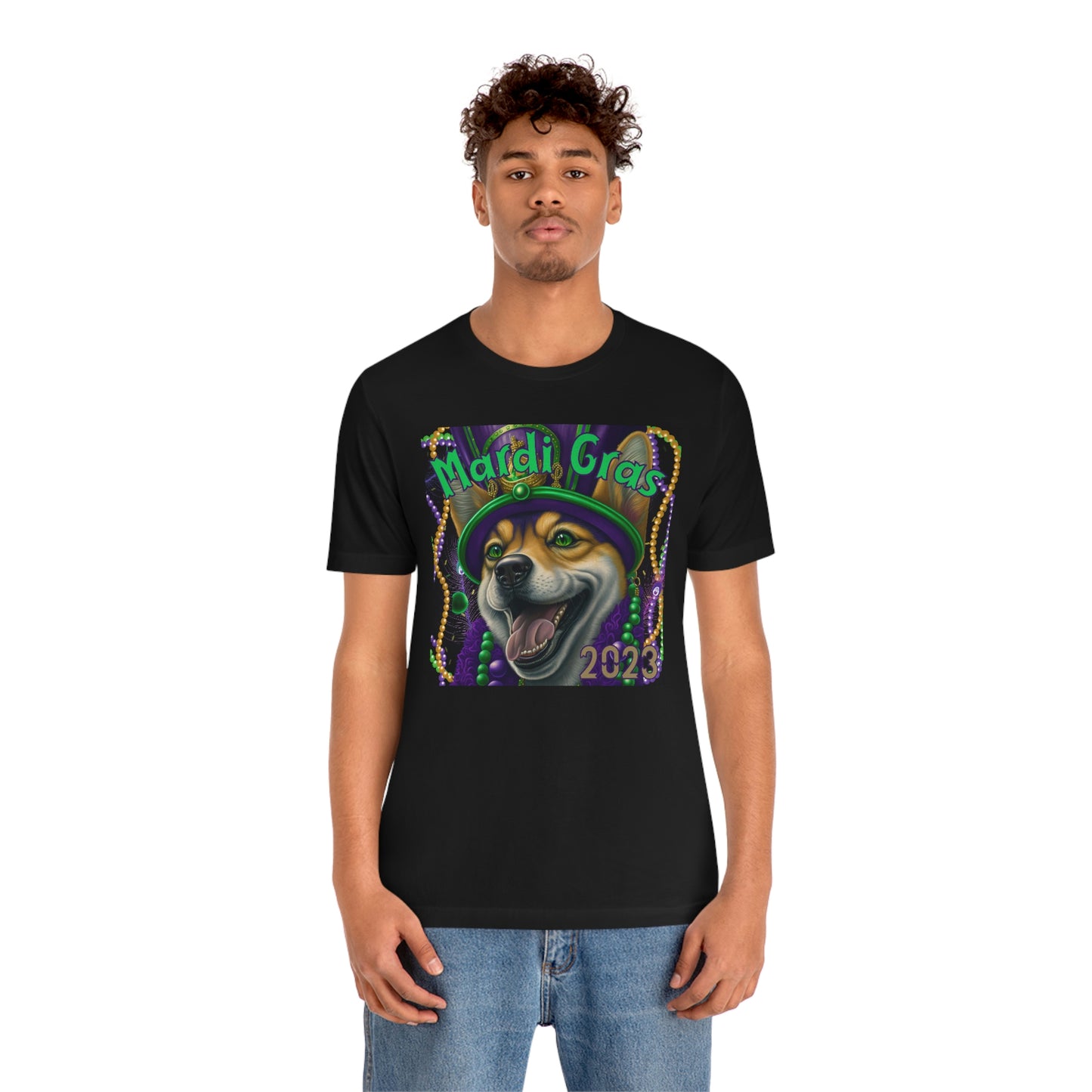 Mardi Gras 2023 Shiba Inu Dog Unisex T-Shirt - Soft Cotton, Quality Print, Perfect for Mardi Gras Celebration