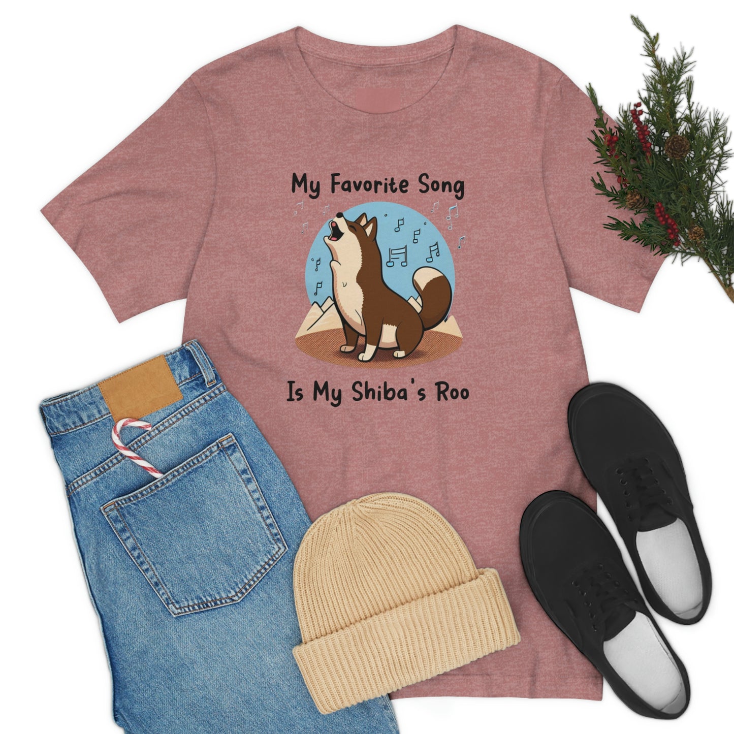 My Favorite Song - Black Ink | Dk Brown Shiba Inu | Unisex Jersey Short Sleeve Tee