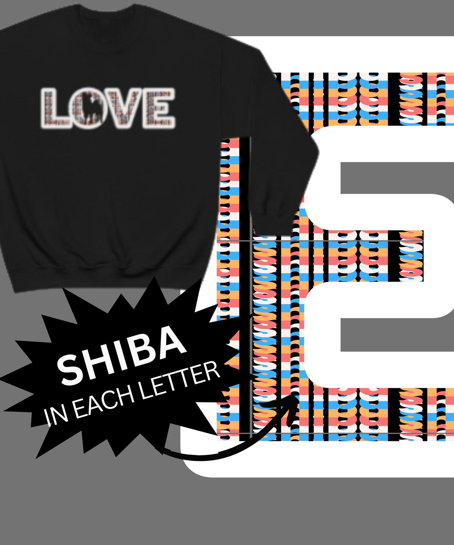 Shiba Inu Sweatshirt - 'LOVE' Shiba's Design - Crewneck Sweatshirt - Soft, Warm, and Stylish Great Warm Shiba Inu Gift for a Shiba Inu Lover