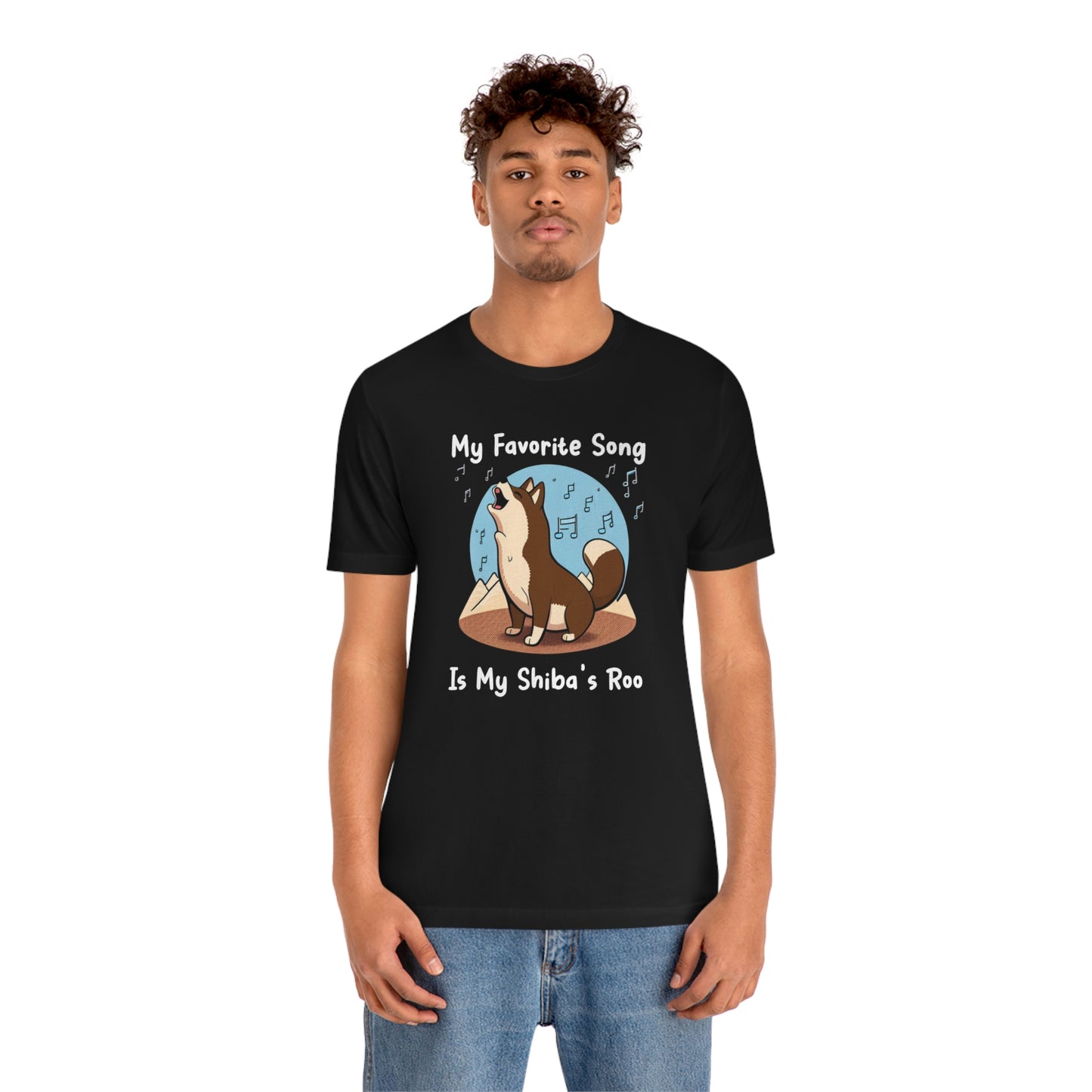 My Favorite Song - White Ink | Dk Brown Shiba Inu | Unisex Jersey Short Sleeve Tee