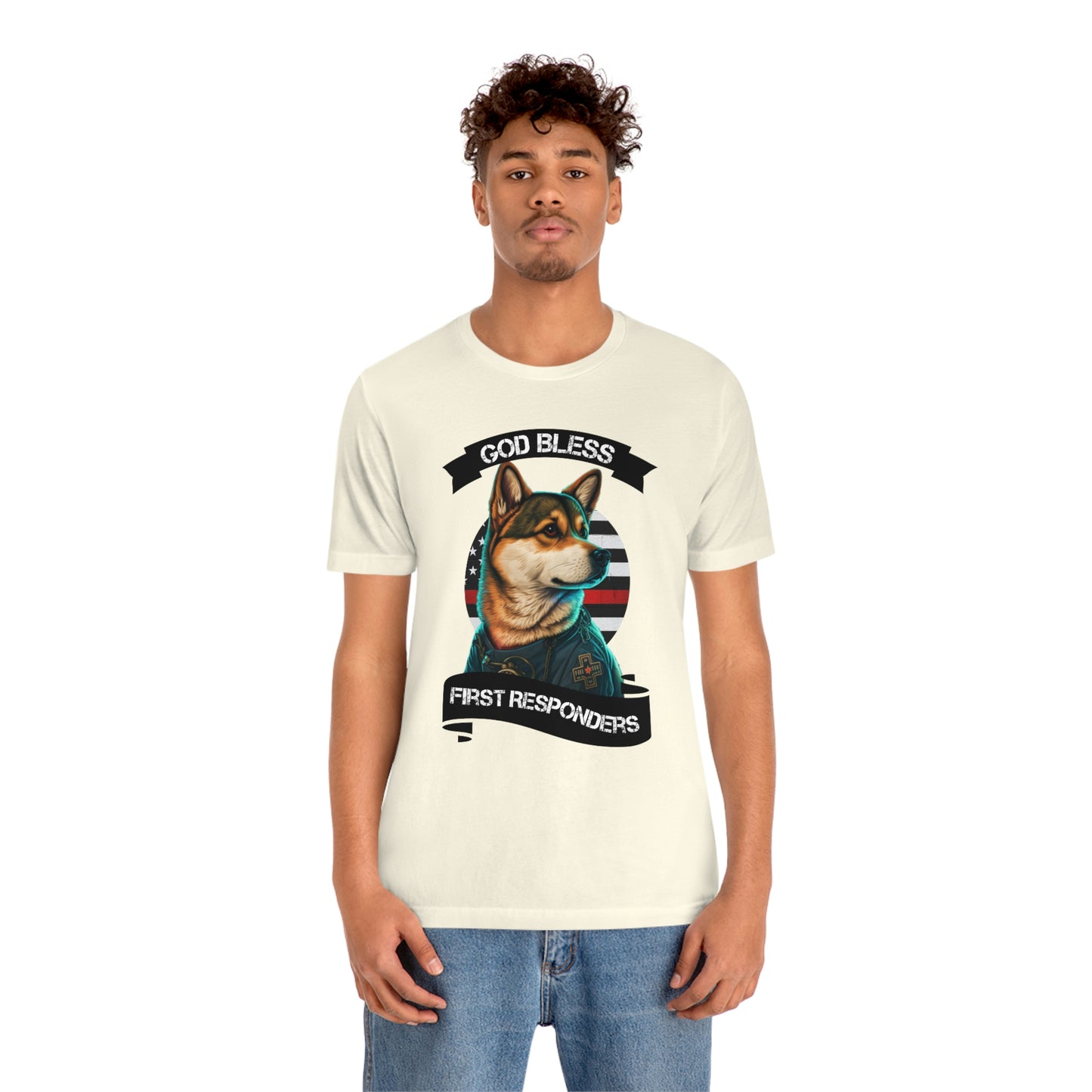 EMT Shiba Inu T-Shirt | Support First Responders | God Bless Banner | Shiba Inu Tee with High-Quality Print