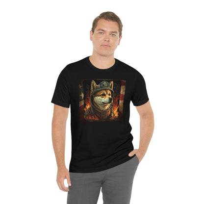 Firefighter Shiba Inu T-Shirt | Support First Responders | American Flag | Shiba Inu Tee | High-Quality Print | Gift for Him | Gift for Her