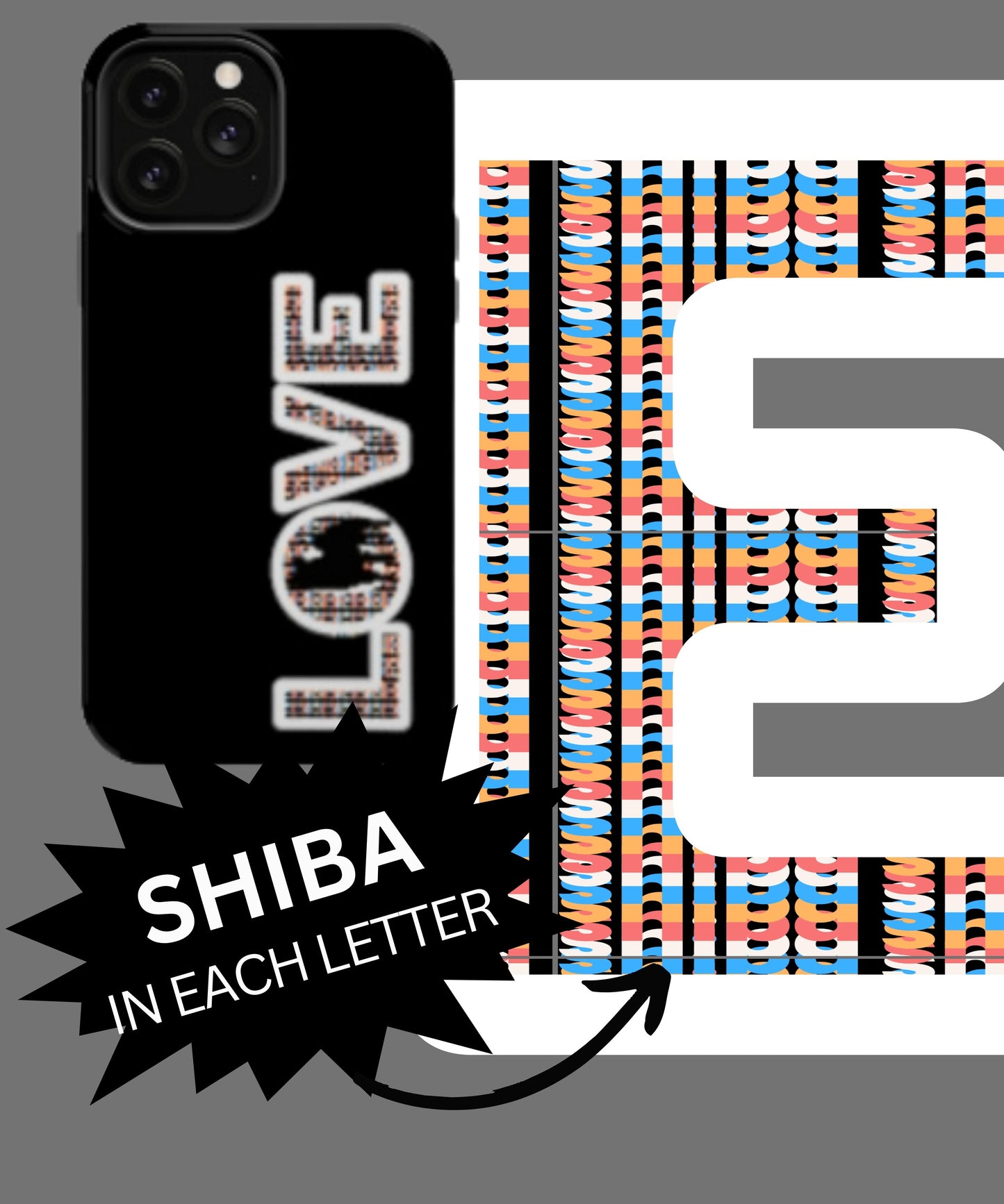 Shiba Inu Phone Case - "LOVE" design - Stylish iPhone, Shiba Love Design MagSafe Phone Case - Dual Layer Protection for iPhone Tough Cases