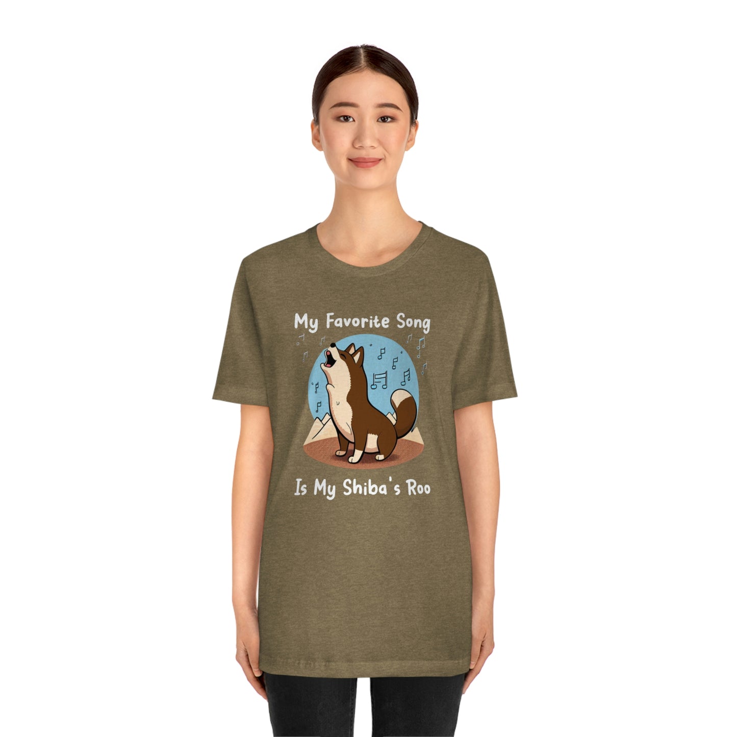 My Favorite Song - White Ink | Dk Brown Shiba Inu | Unisex Jersey Short Sleeve Tee