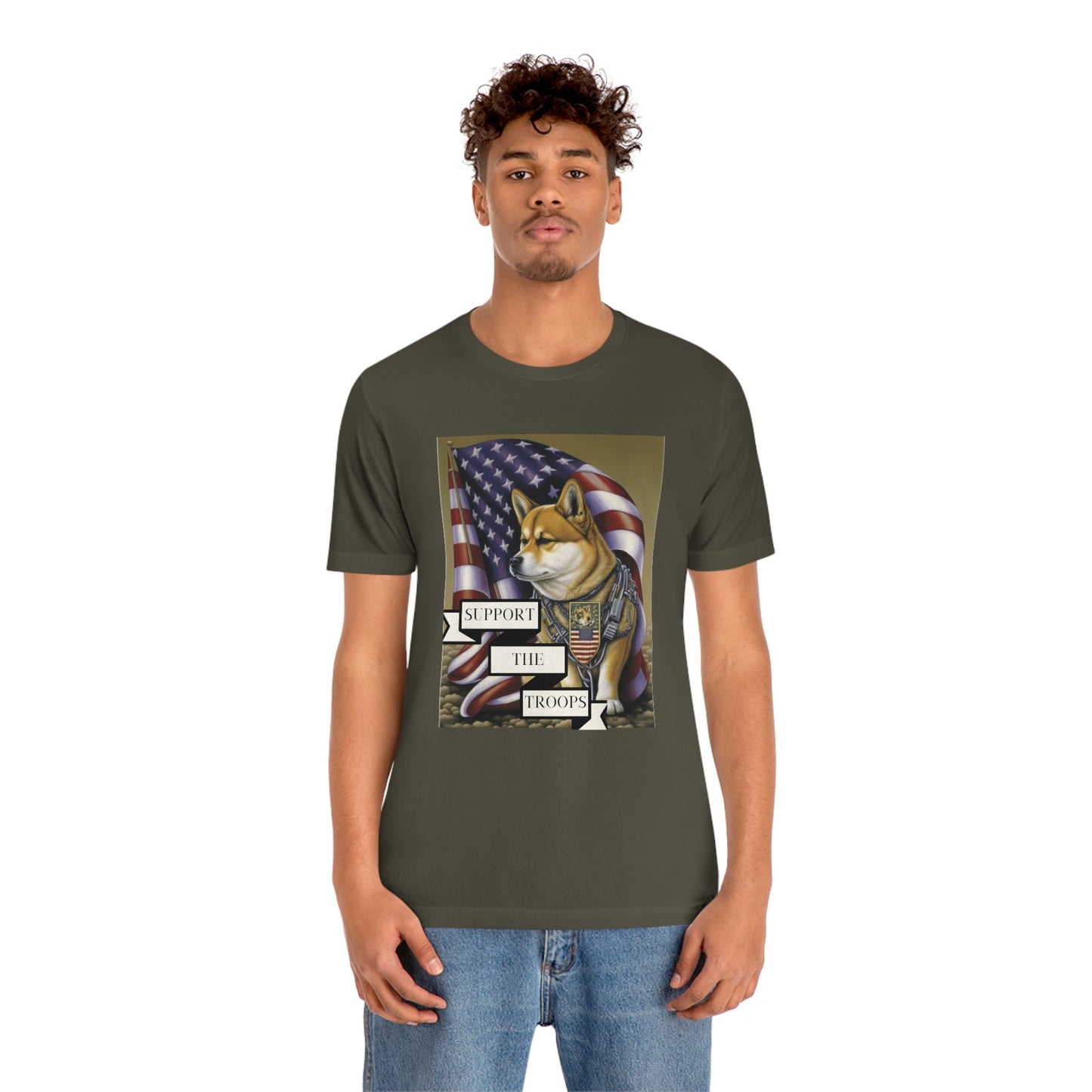 Patriotic Shiba Inu Soldier T-Shirt | American Flag and Support the Troops | Shiba Inu Tee with High-Quality Print