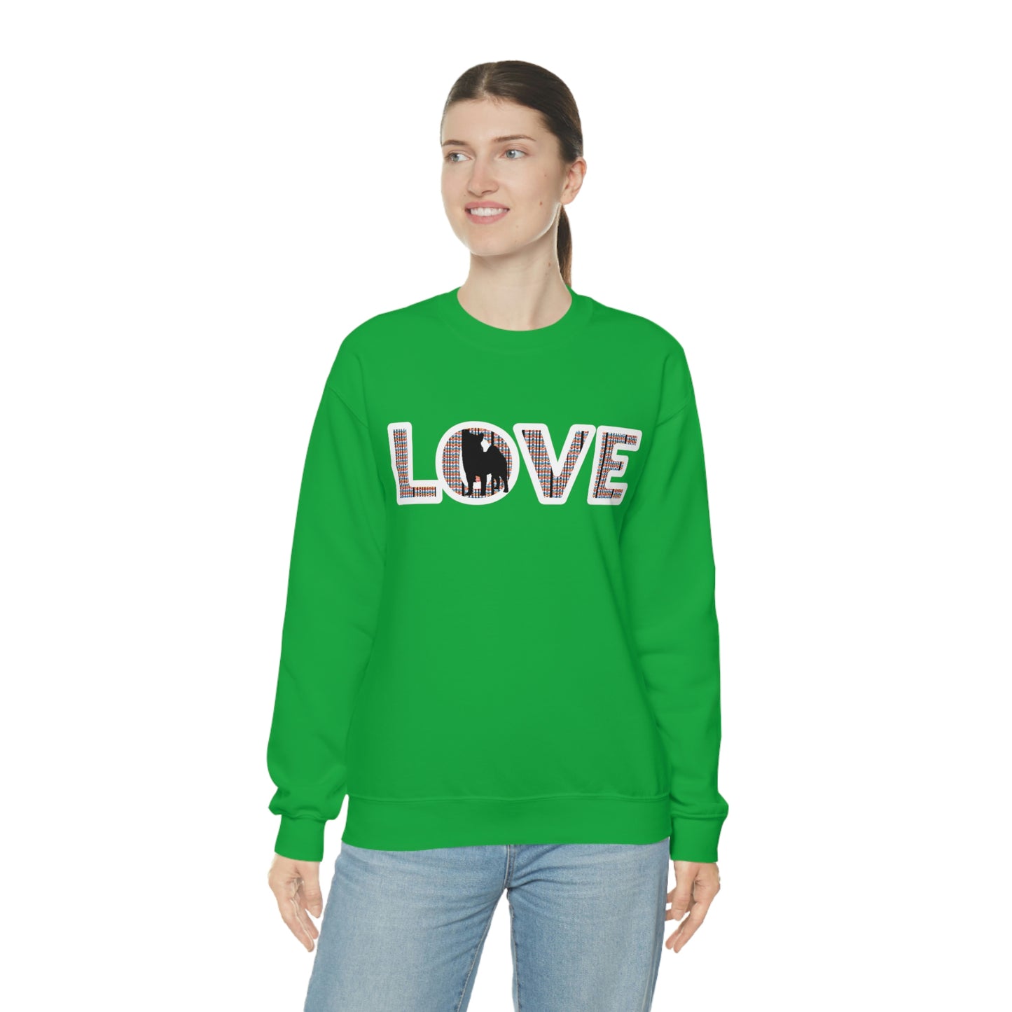 Shiba Inu Sweatshirt - 'LOVE' Shiba's Design - Crewneck Sweatshirt - Soft, Warm, and Stylish Great Warm Shiba Inu Gift for a Shiba Inu Lover