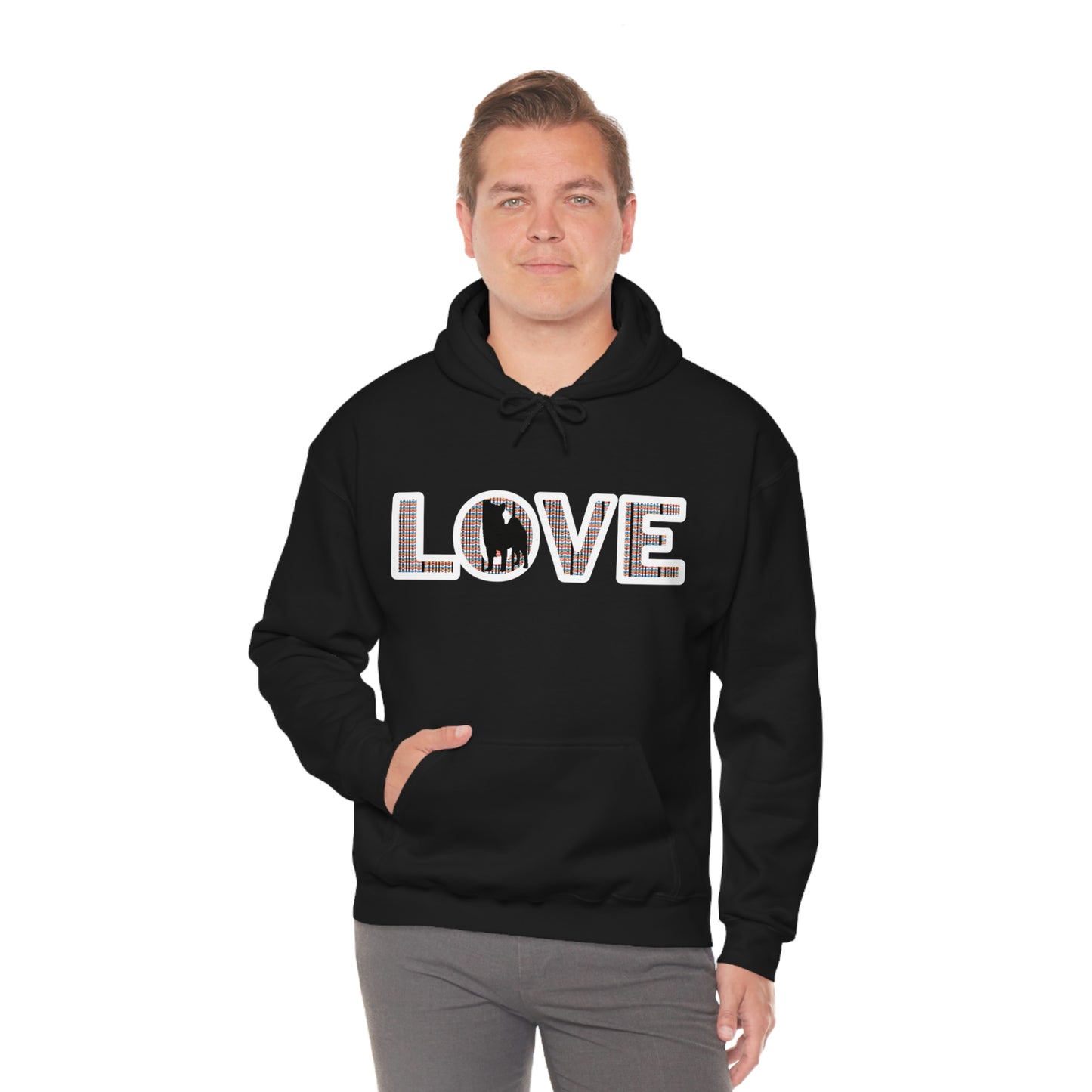 LOVE and Shiba Inu Hoodie Sweatshirt - Unisex, Soft & Warm Blend with Kangaroo Pocket - Shiba Inu Gift for anyone that loves their Shiba