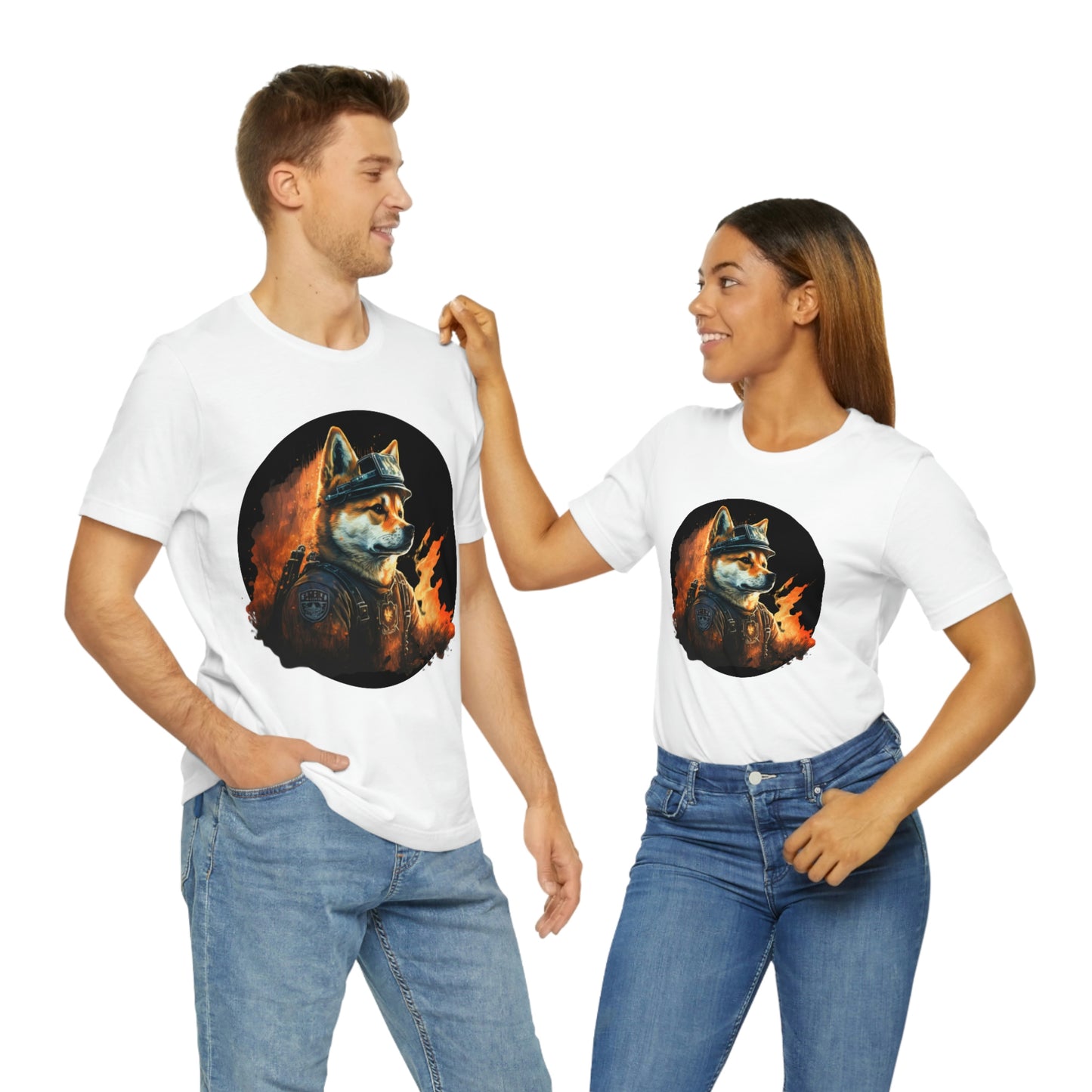 Shiba Inu Firefighter T-Shirt | Support Our Brave First Responders | Soft Cotton Tee with High-Quality Print