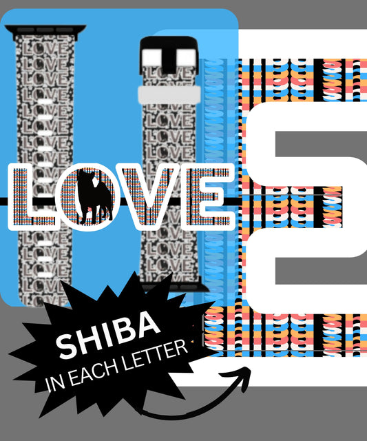 Love Your Shiba Inu in Style with Custom 'LOVE' Apple Watch Band- Durable Sublimation Print