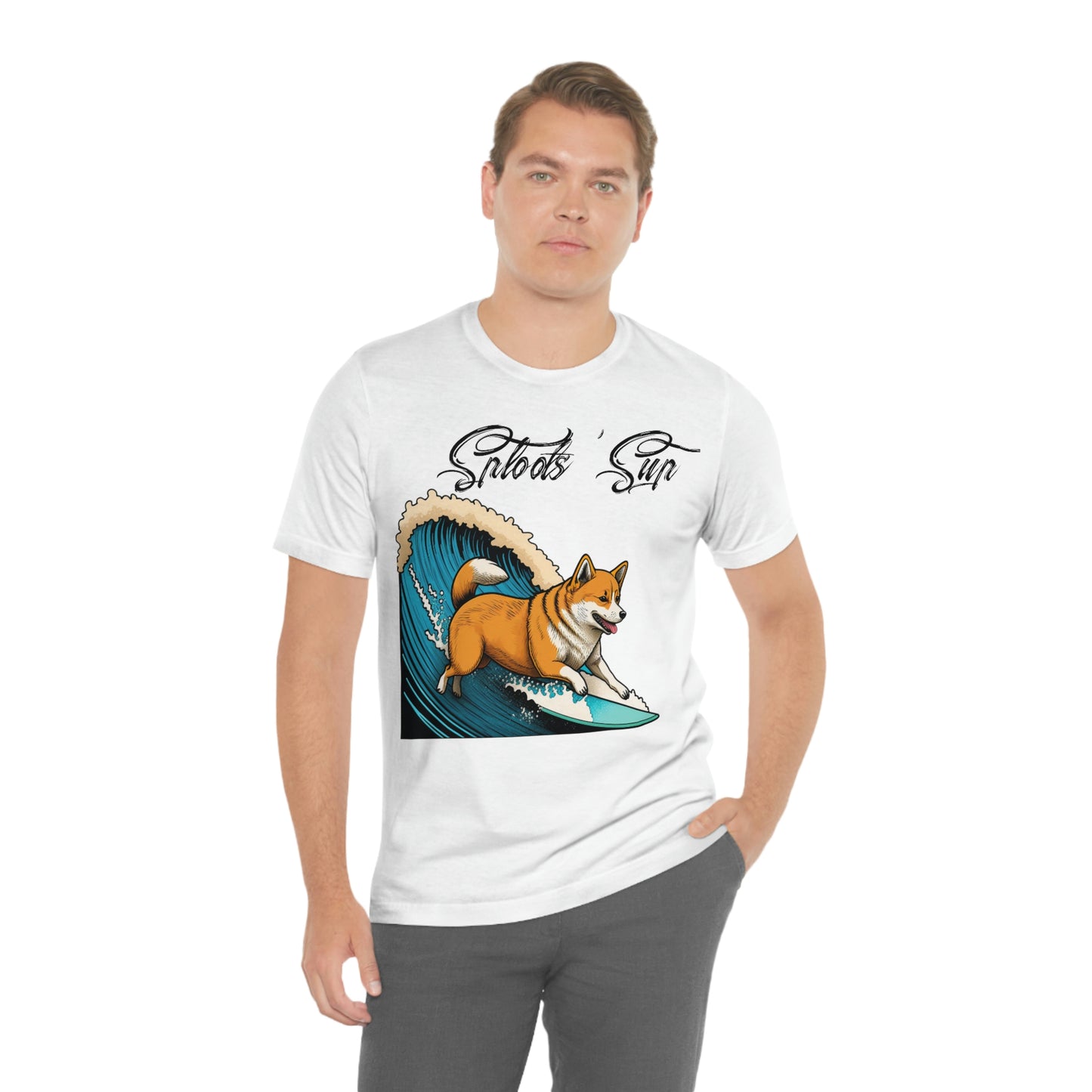 Sploots 'Sup Surfin' Shiba Inu | Black Ink | Short Sleeve Tee