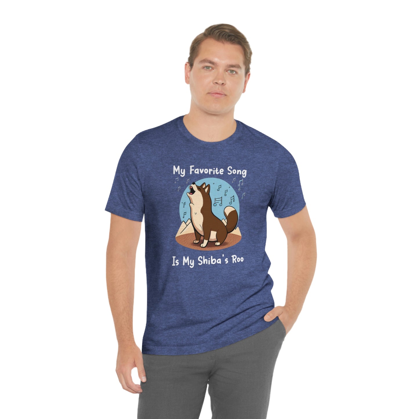 My Favorite Song - White Ink | Dk Brown Shiba Inu | Unisex Jersey Short Sleeve Tee