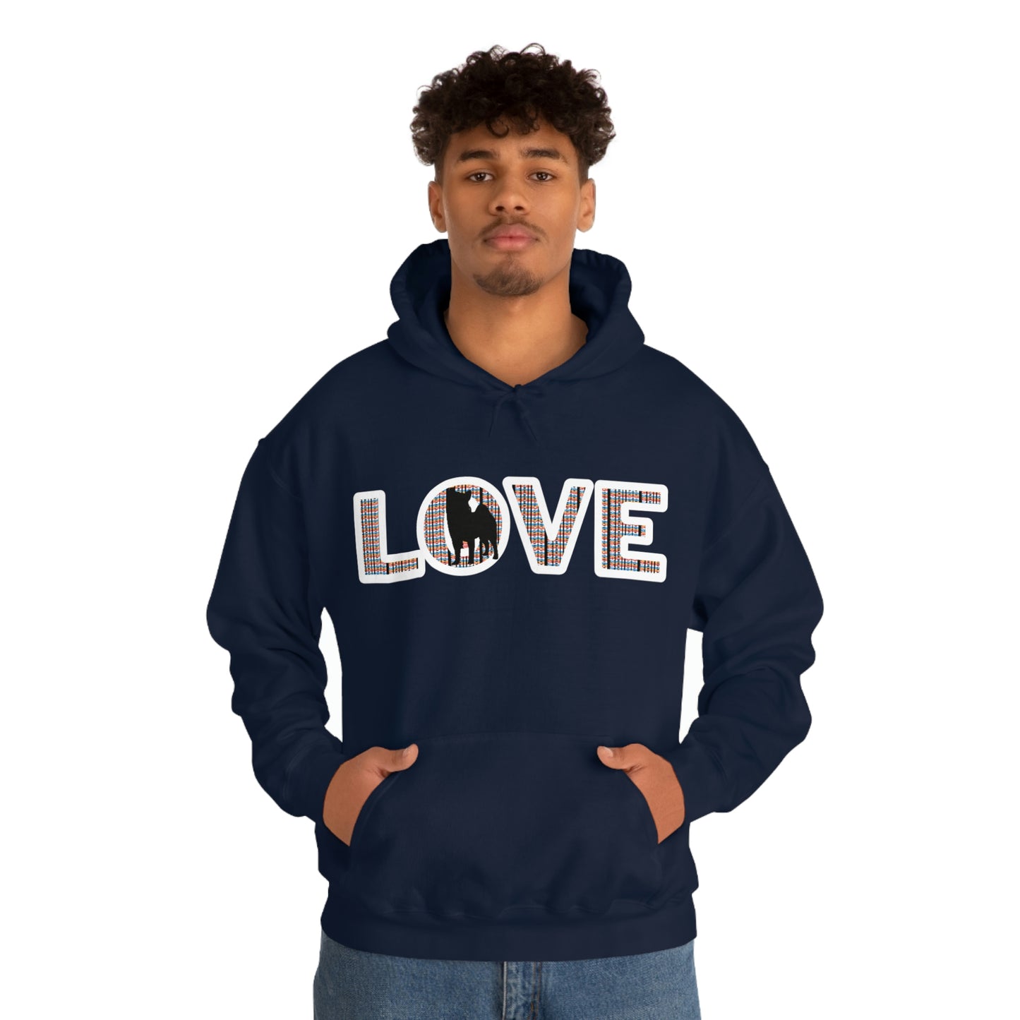 LOVE and Shiba Inu Hoodie Sweatshirt - Unisex, Soft & Warm Blend with Kangaroo Pocket - Shiba Inu Gift for anyone that loves their Shiba