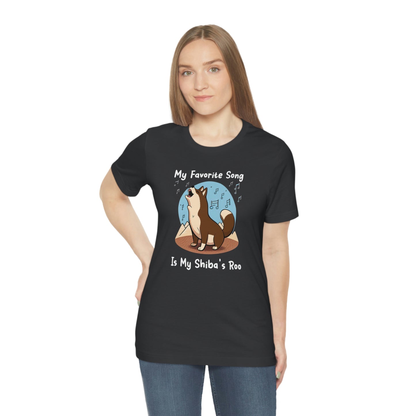 My Favorite Song - White Ink | Dk Brown Shiba Inu | Unisex Jersey Short Sleeve Tee