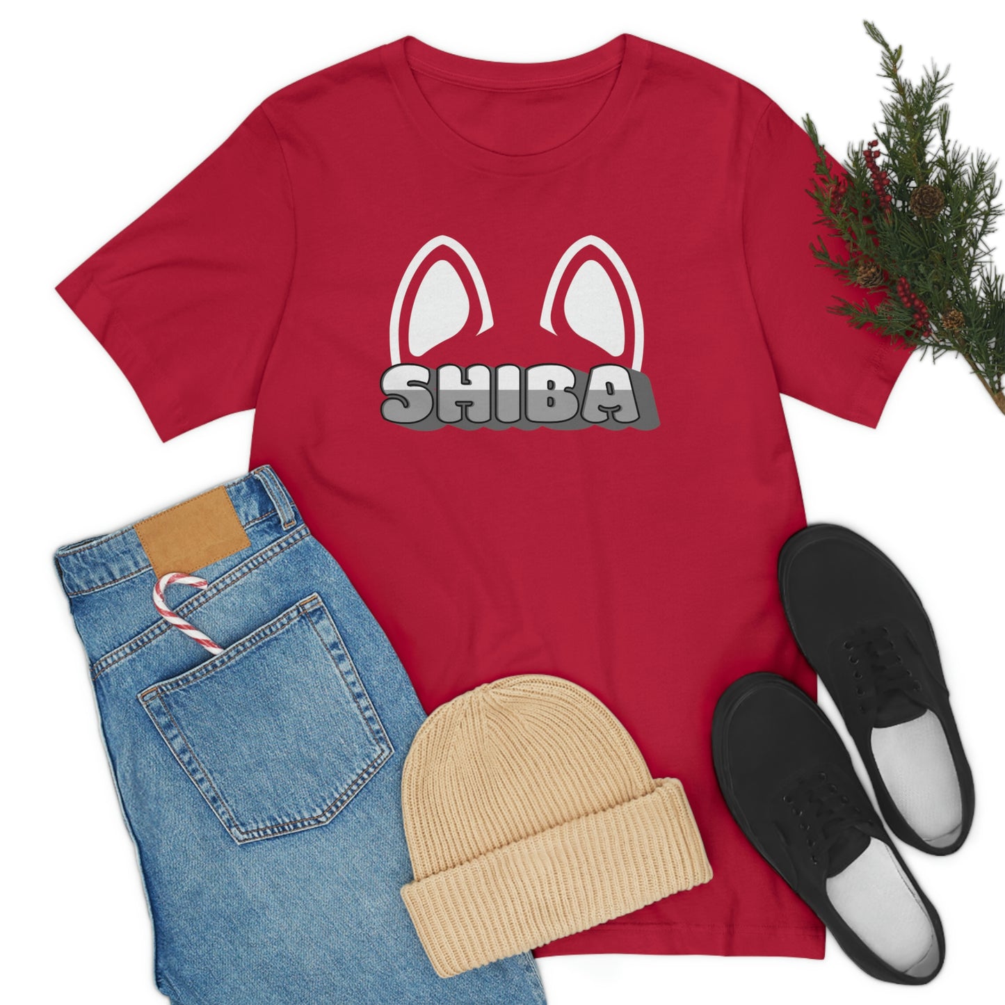 Soft Cotton Shiba Inu Ears T-Shirt with Bubbly Two Tone Font - A Comfort Favorite