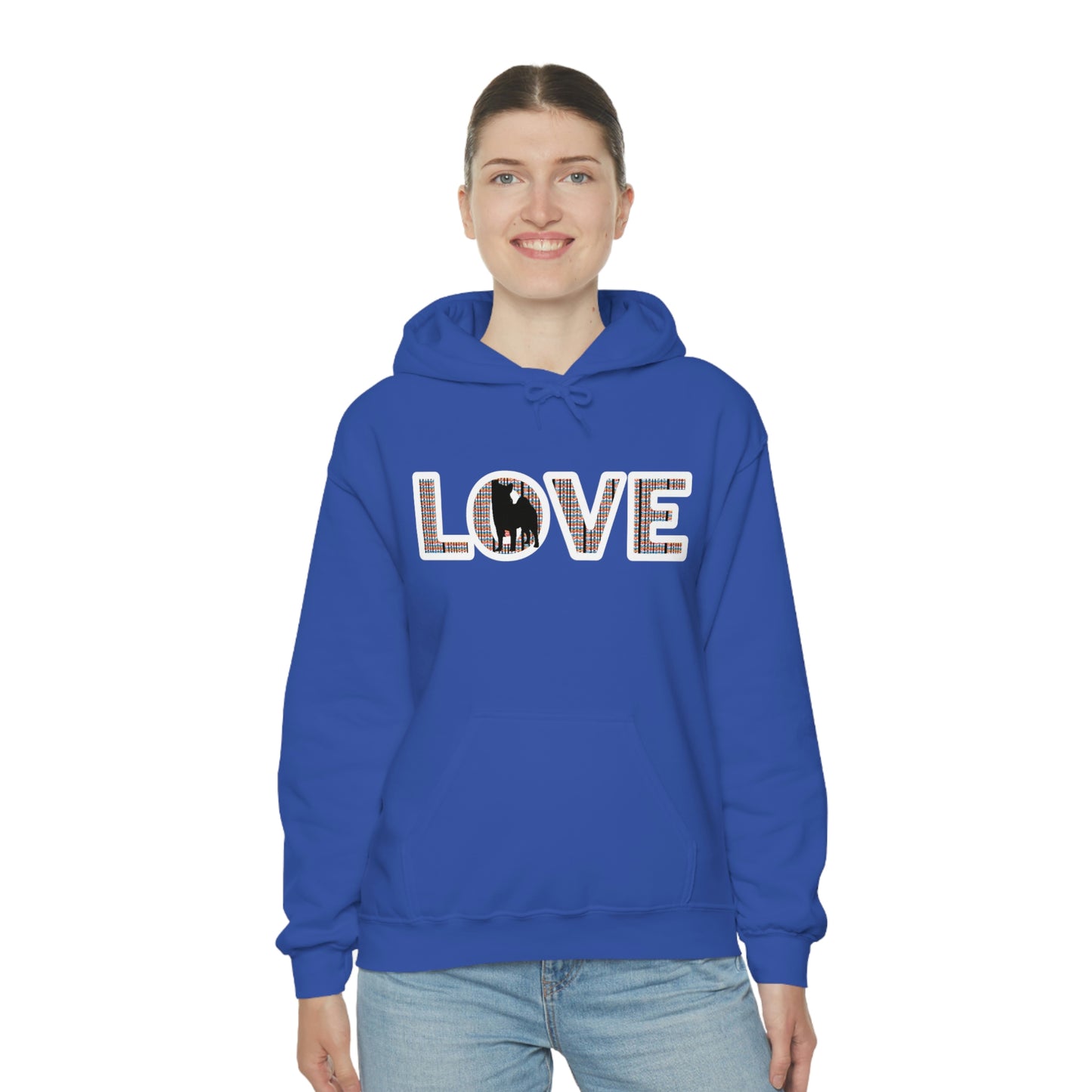 LOVE and Shiba Inu Hoodie Sweatshirt - Unisex, Soft & Warm Blend with Kangaroo Pocket - Shiba Inu Gift for anyone that loves their Shiba