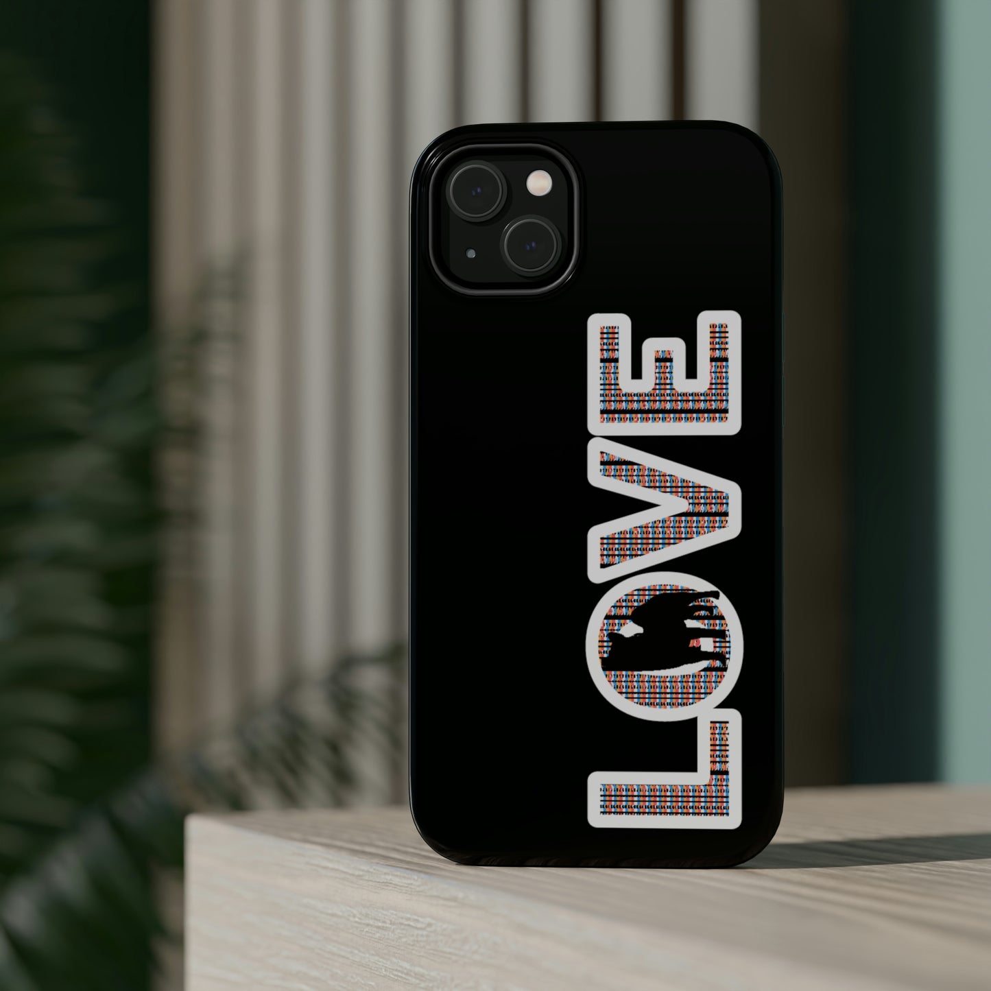 Shiba Inu Phone Case - "LOVE" design - Stylish iPhone, Shiba Love Design MagSafe Phone Case - Dual Layer Protection for iPhone Tough Cases