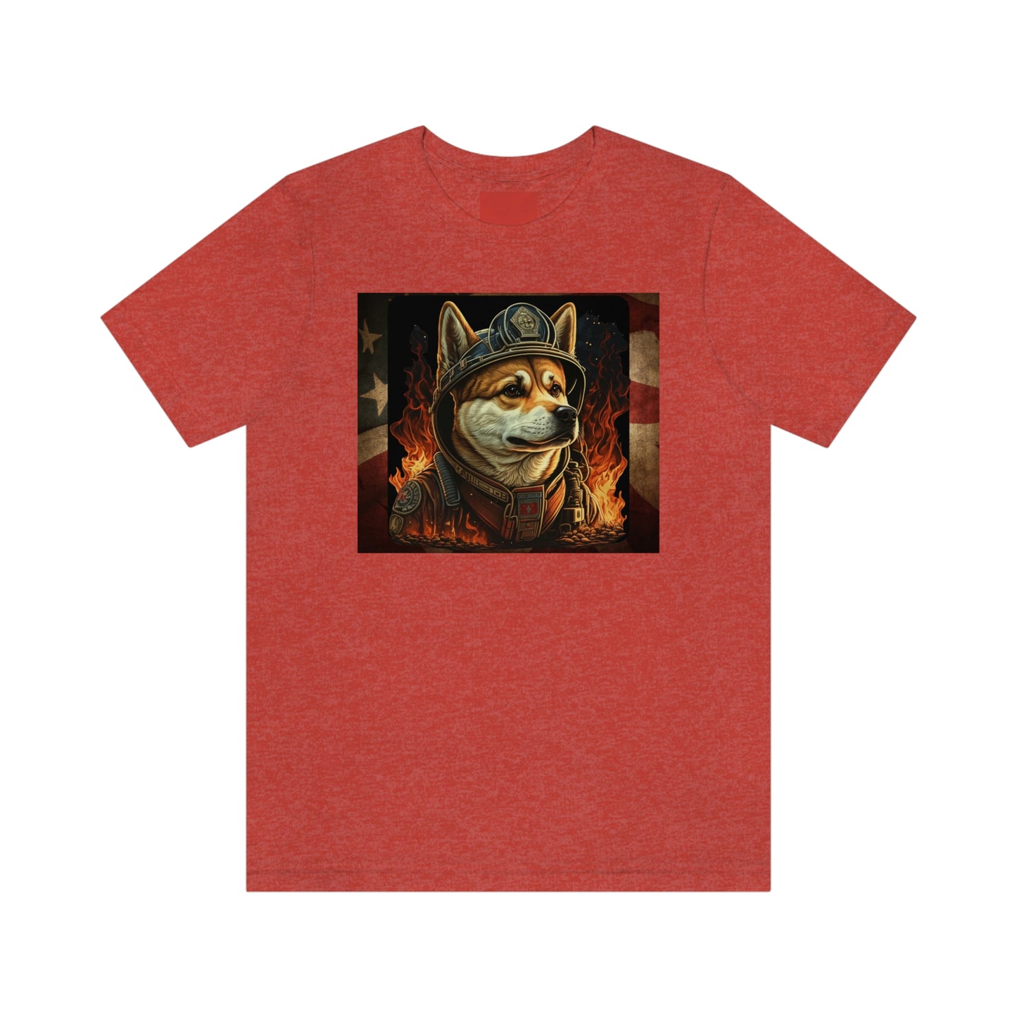 Firefighter Shiba Inu T-Shirt | Support First Responders | American Flag | Shiba Inu Tee | High-Quality Print | Gift for Him | Gift for Her