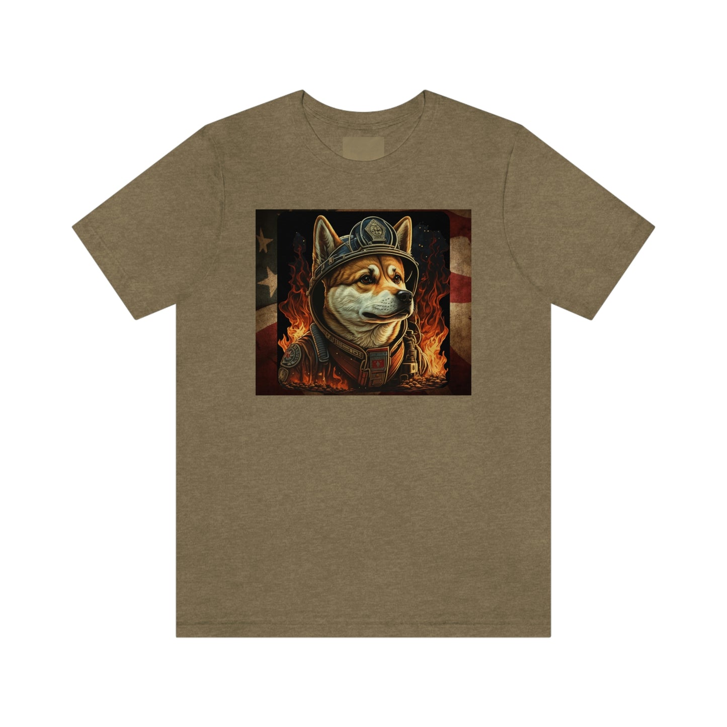 Firefighter Shiba Inu T-Shirt | Support First Responders | American Flag | Shiba Inu Tee | High-Quality Print | Gift for Him | Gift for Her