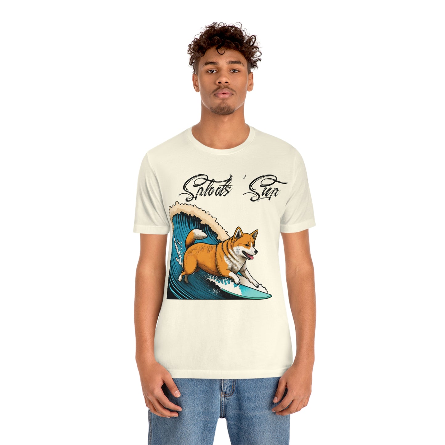 Sploots 'Sup Surfin' Shiba Inu | Black Ink | Short Sleeve Tee