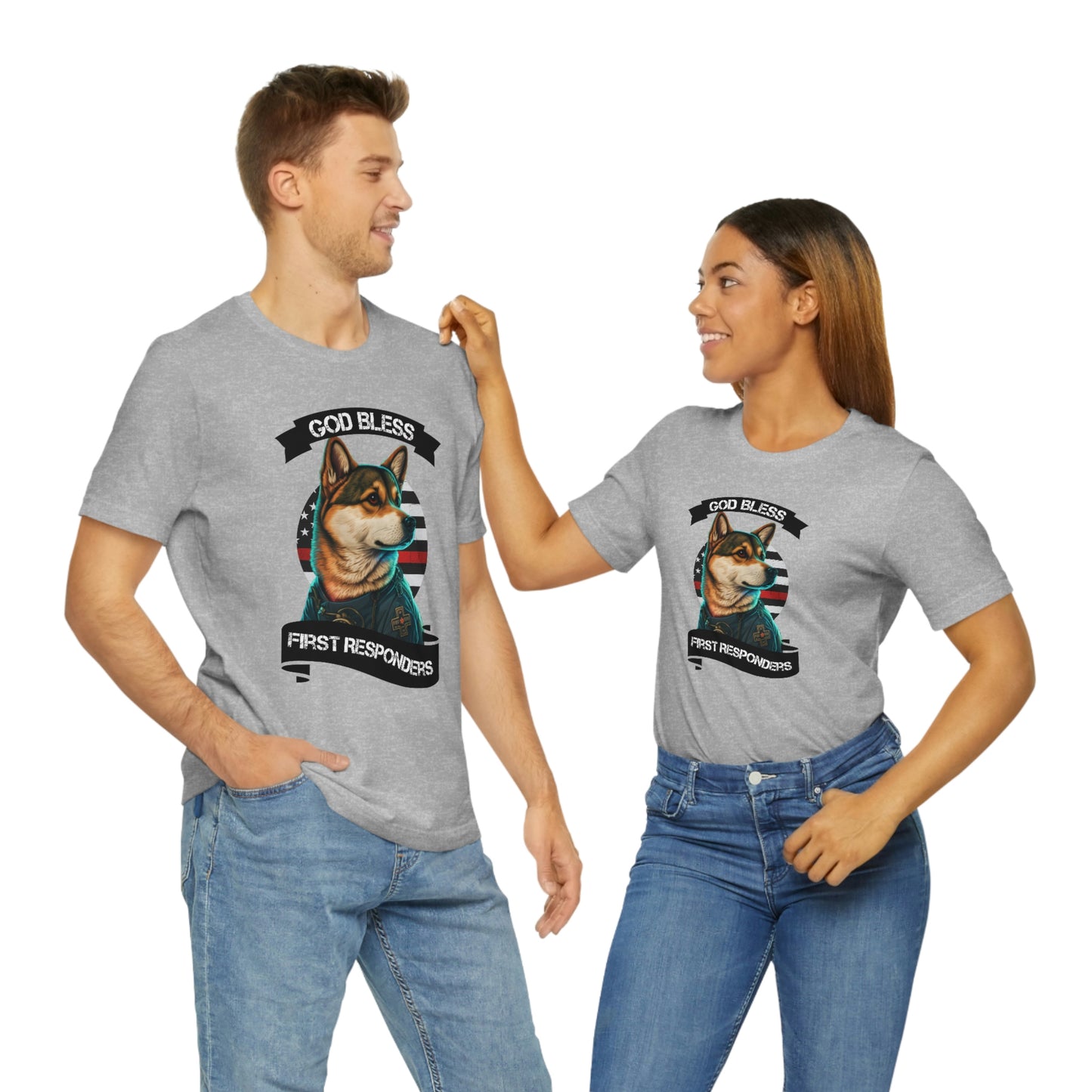 EMT Shiba Inu T-Shirt | Support First Responders | God Bless Banner | Shiba Inu Tee with High-Quality Print