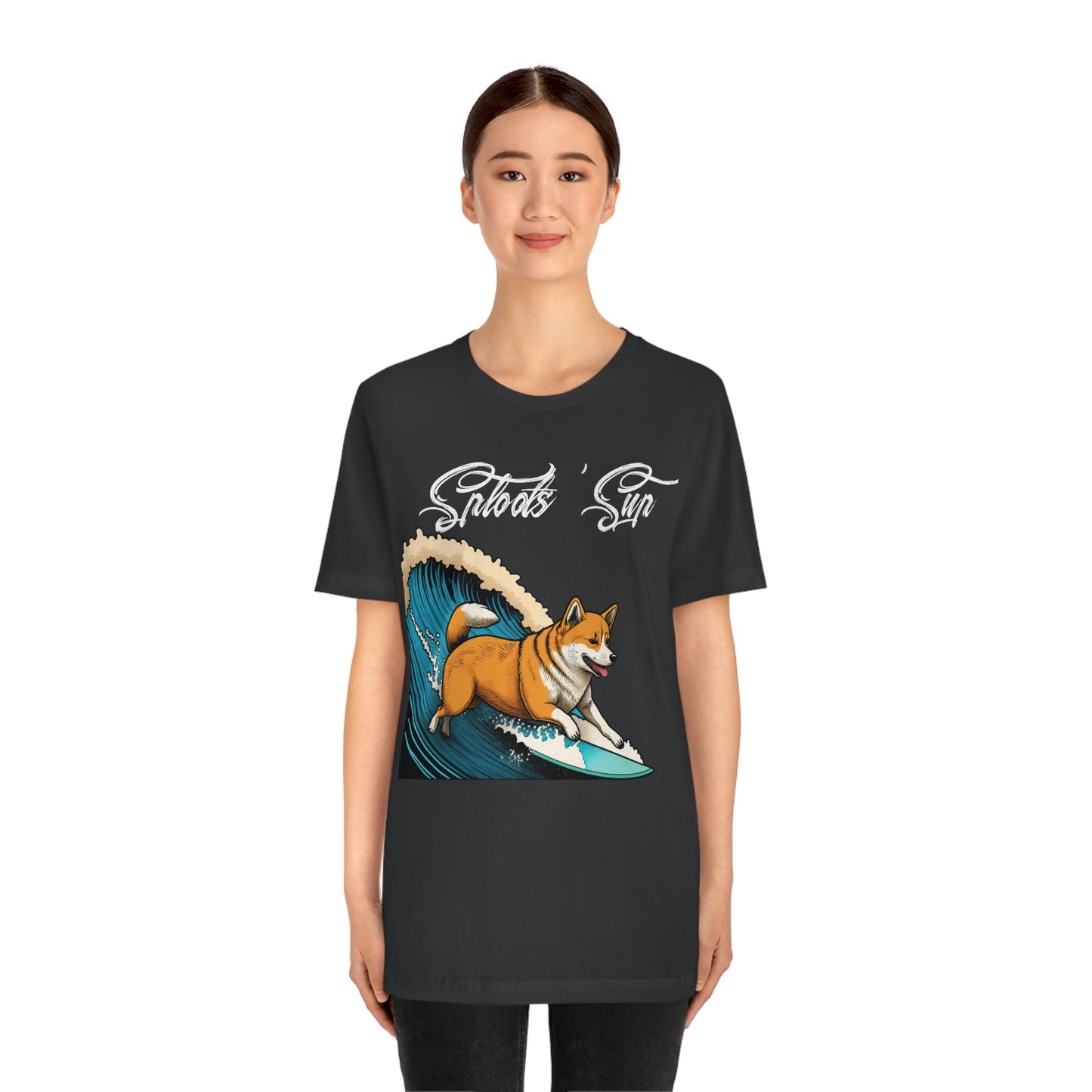 Sploots 'Sup Surfin' Shiba Inu | White Ink | Short Sleeve Tee