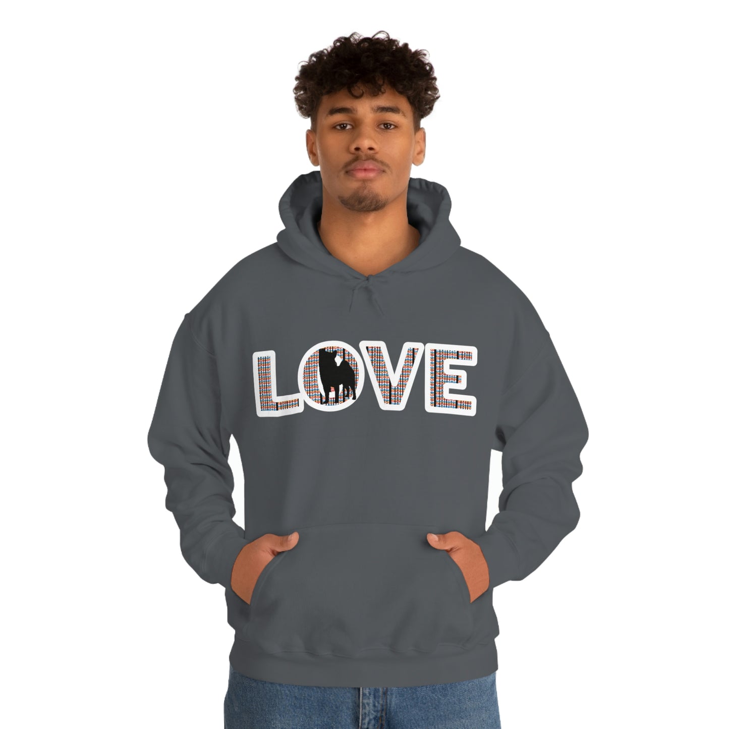 LOVE and Shiba Inu Hoodie Sweatshirt - Unisex, Soft & Warm Blend with Kangaroo Pocket - Shiba Inu Gift for anyone that loves their Shiba